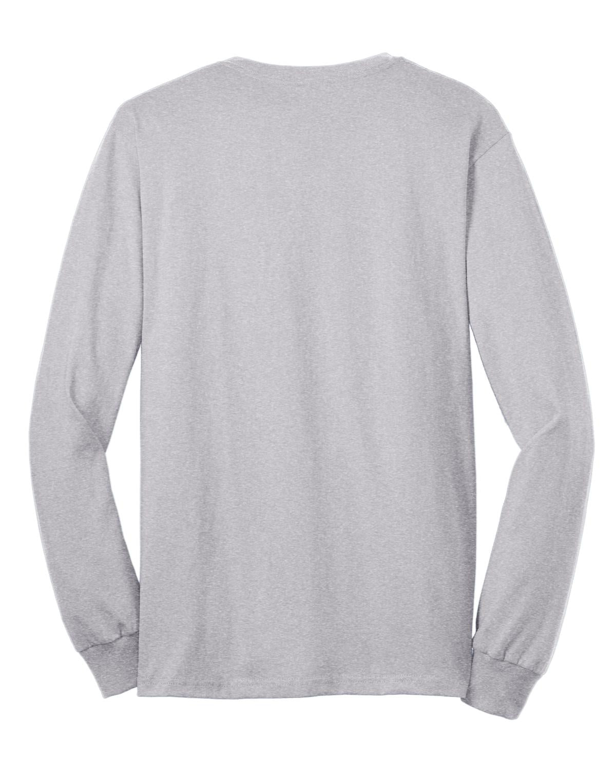 Rear View of Sport Grey Gildan - Ultra Cotton 100% US Cotton Long Sleeve T-Shirt with Pocket. 2410