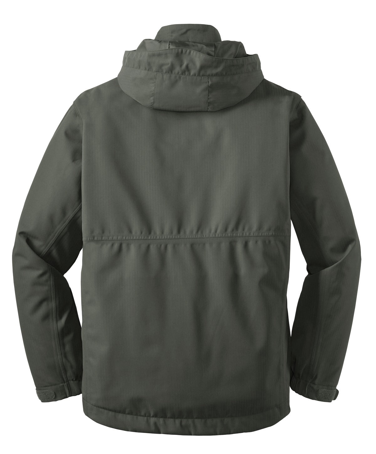Rear View of Spruce Green Port Authority Herringbone 3-in-1 Parka. J302