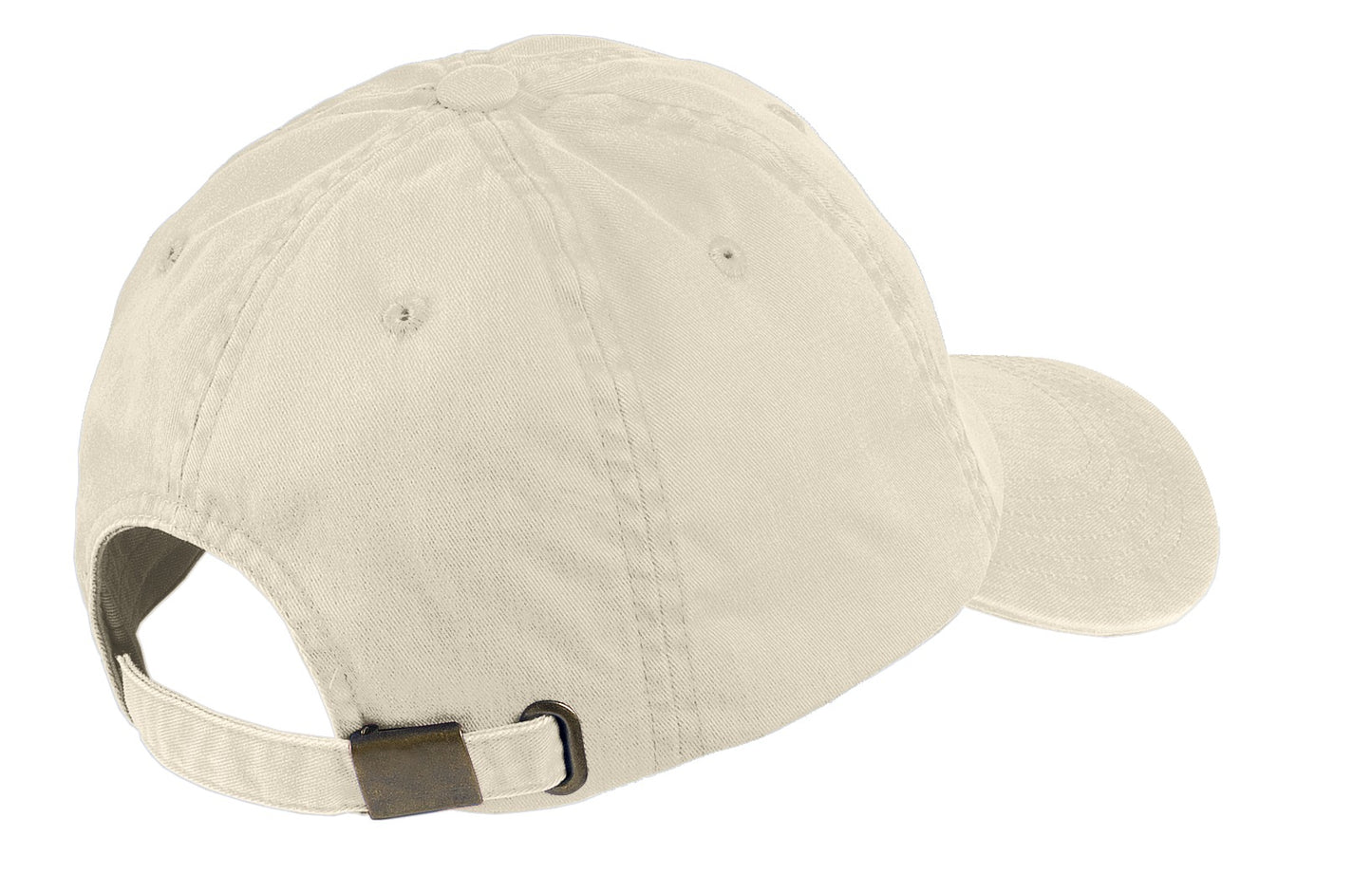 Rear View of Stone Port Authority Garment-Washed Cap. PWU