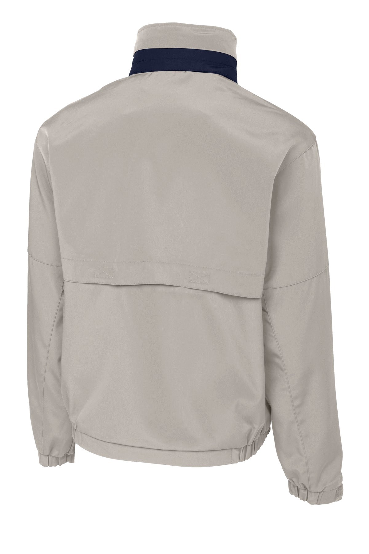 Rear View of Stone/Dark Nvy Port Authority Legacy Jacket. J764