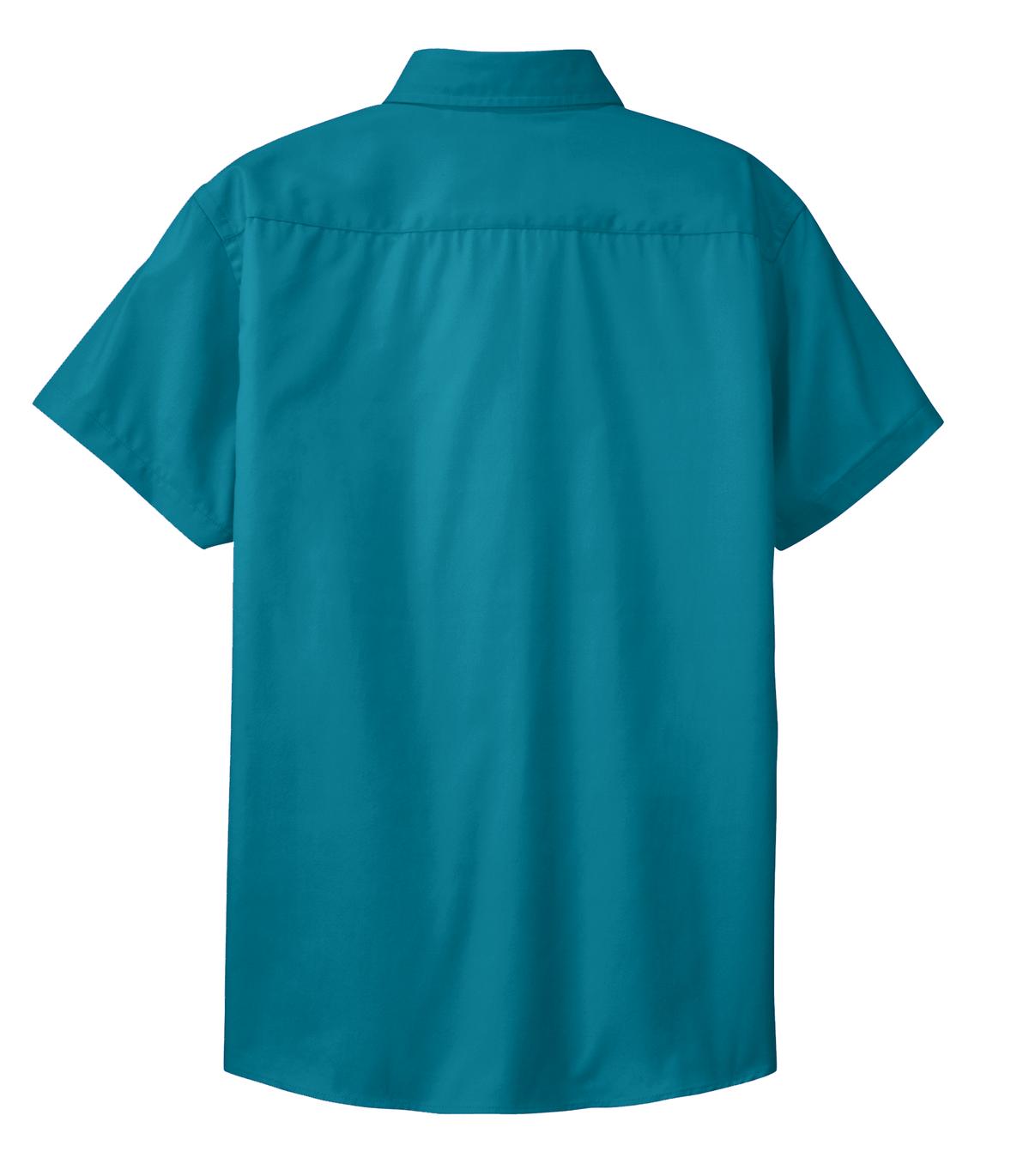 Rear View of Teal Green Port Authority Women's Short Sleeve Easy Care Shirt. L508