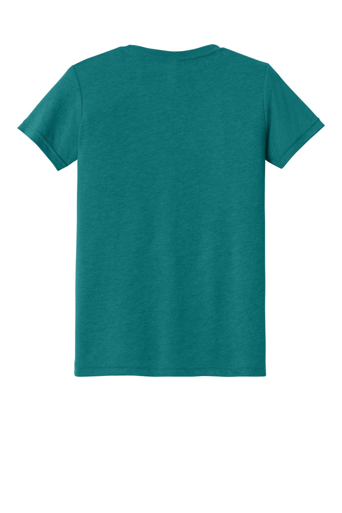 Rear View of TealTB BELLA+CANVAS Youth Triblend Short Sleeve Tee. BC3413Y