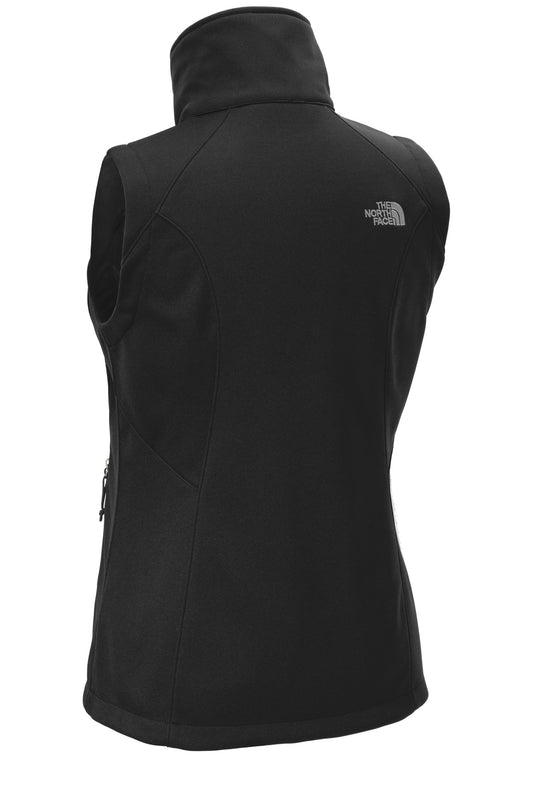 Rear View of TNF Black The North Face Women's Ridgewall Soft Shell Vest. NF0A3LH1 plain