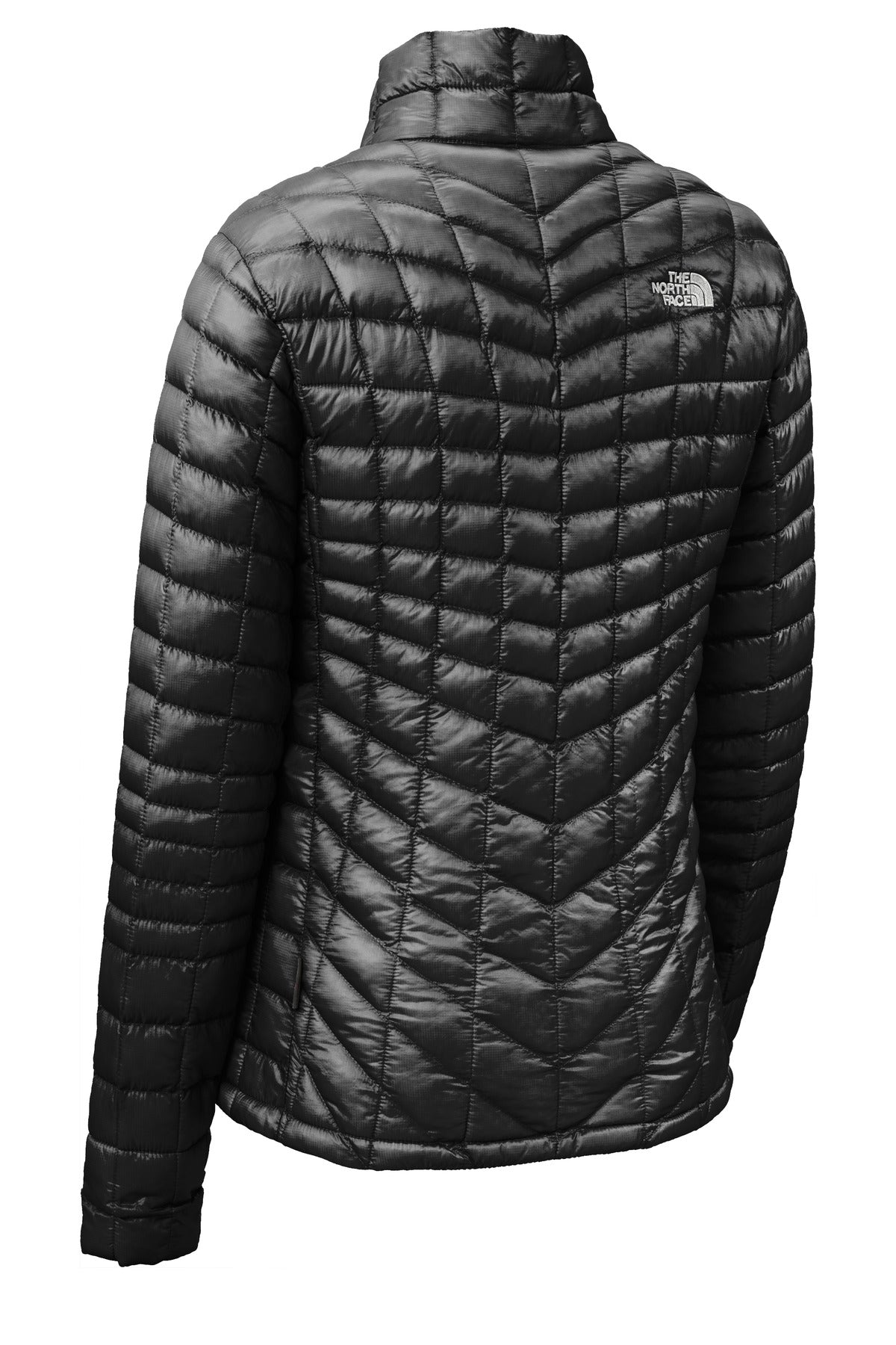Rear View of TNF Black The North Face Women's ThermoBall Trekker Jacket. NF0A3LHK