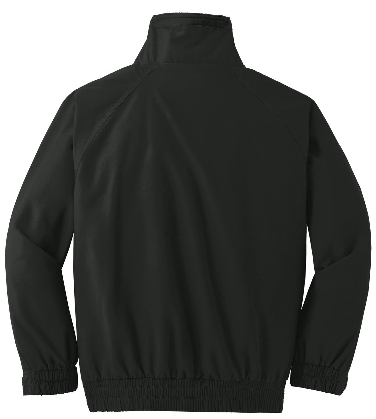 Rear View of Tr Black/Tr Bk Port Authority Competitor Jacket. JP54