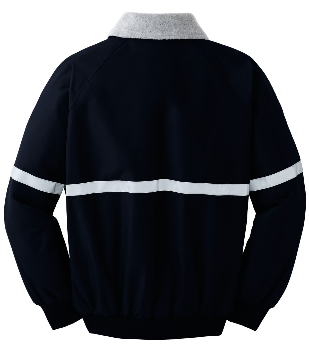 Rear View of Tr Ny/Gry/Refl Port Authority Challenger Jacket with Reflective Taping J754R