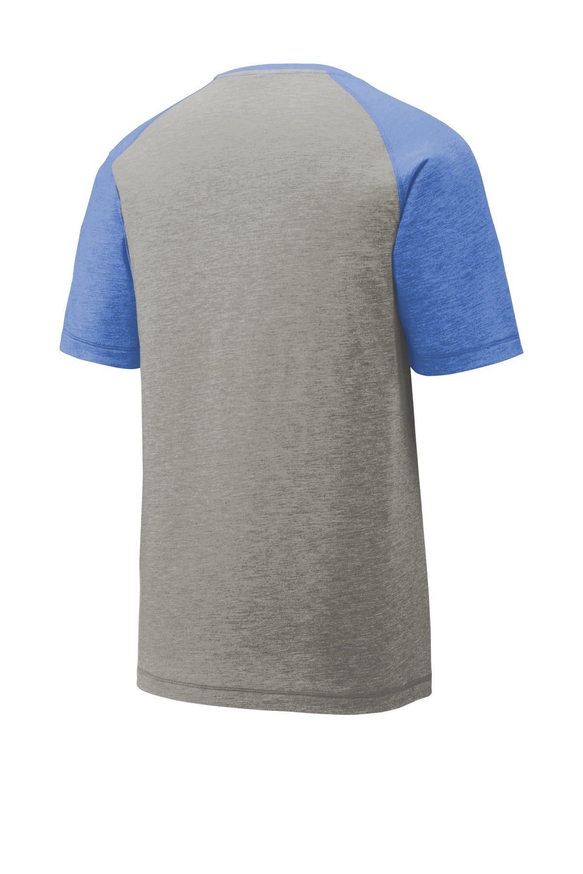 Rear View of Tr Royl He/LGH Sport-Tek PosiCharge Tri-Blend Wicking Raglan Tee. ST400