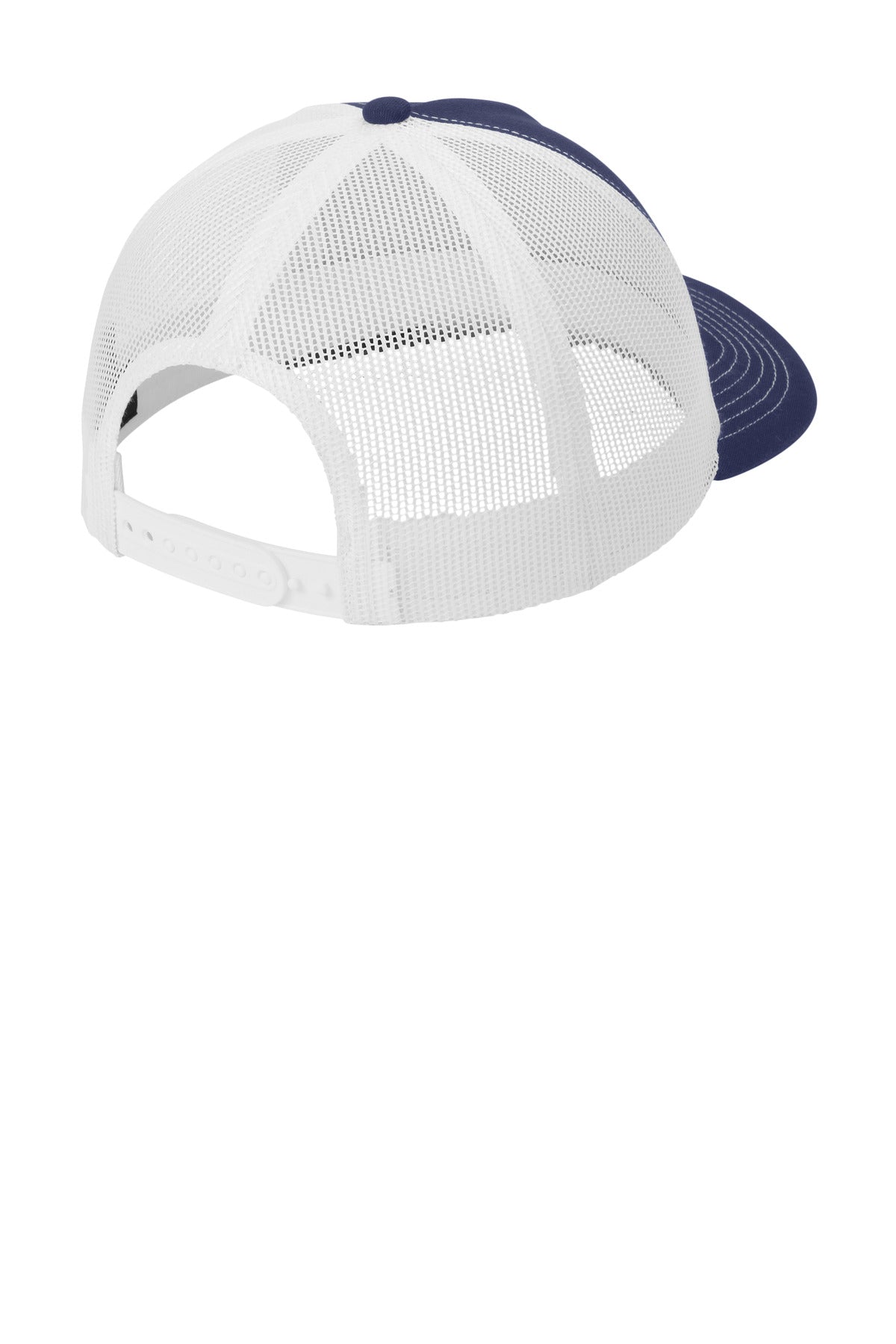 Rear View of TrNv/White Port Authority Low-Profile Snapback 5-Panel Trucker Cap C115LP