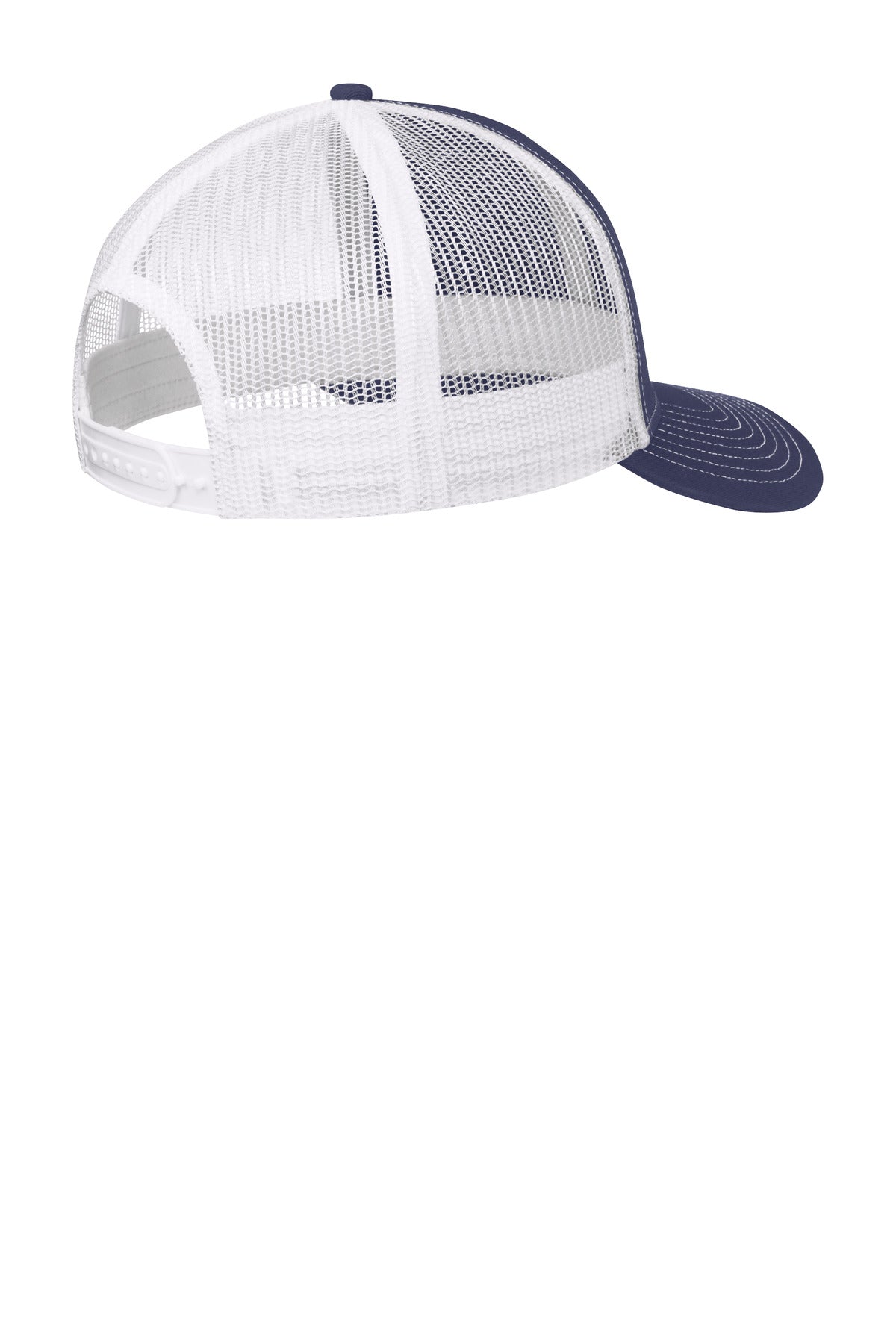 Rear View of TrNv/White Port Authority Snapback Trucker Cap. C112