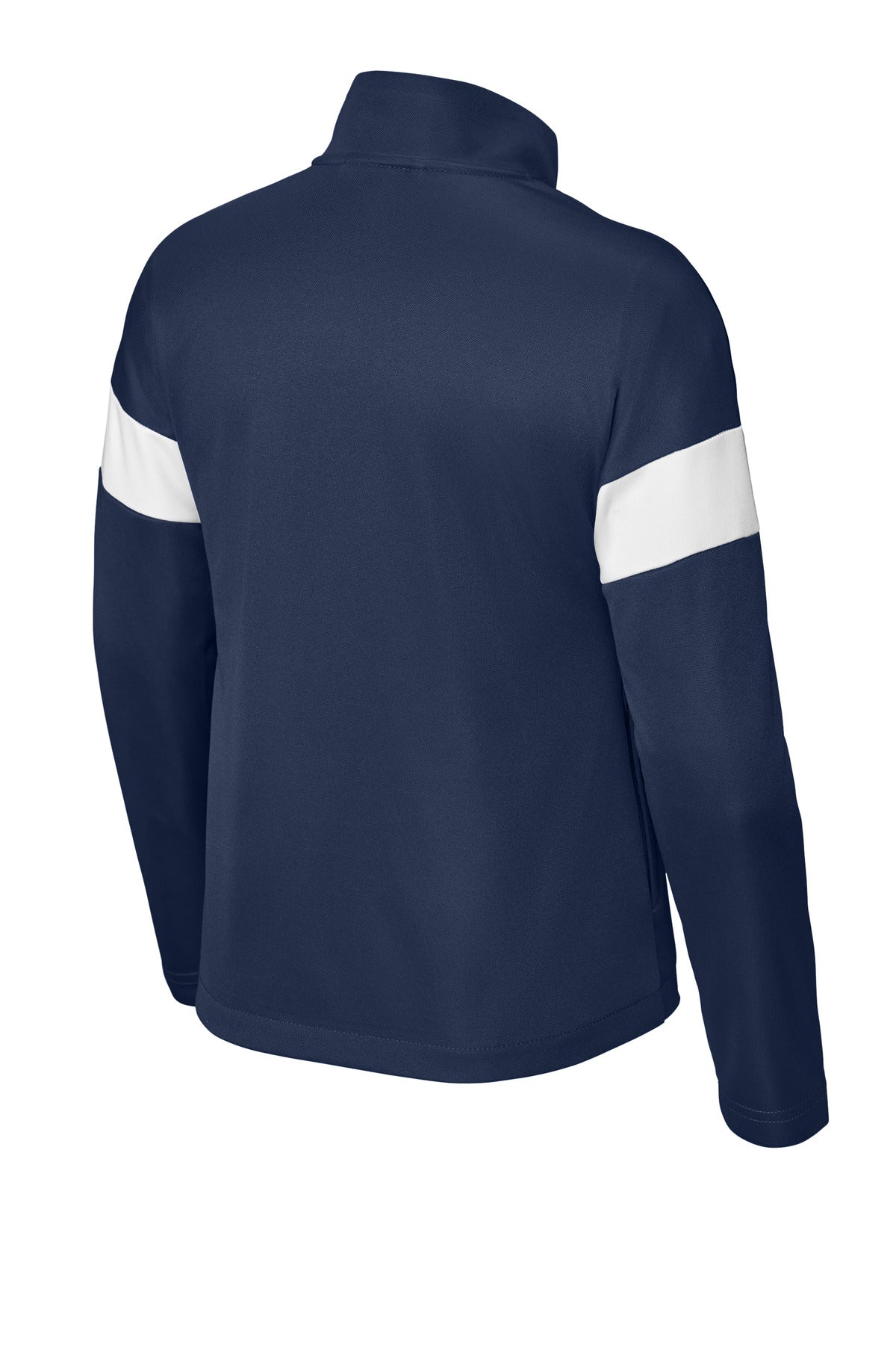 Rear View of TrNv/White Sport-Tek Youth Travel Full-Zip Jacket YST800