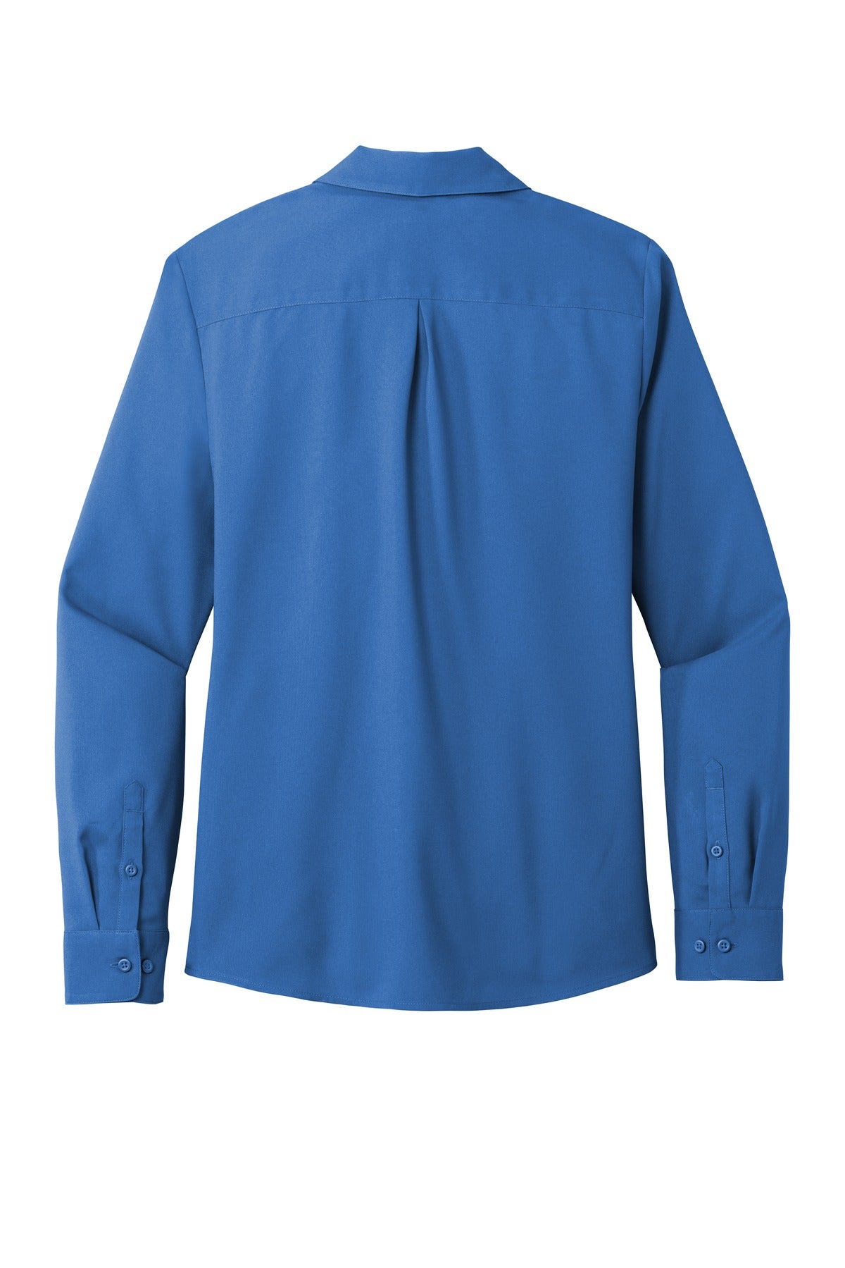Rear View of True Blue Port Authority Women's Long Sleeve Performance Staff Shirt LW401