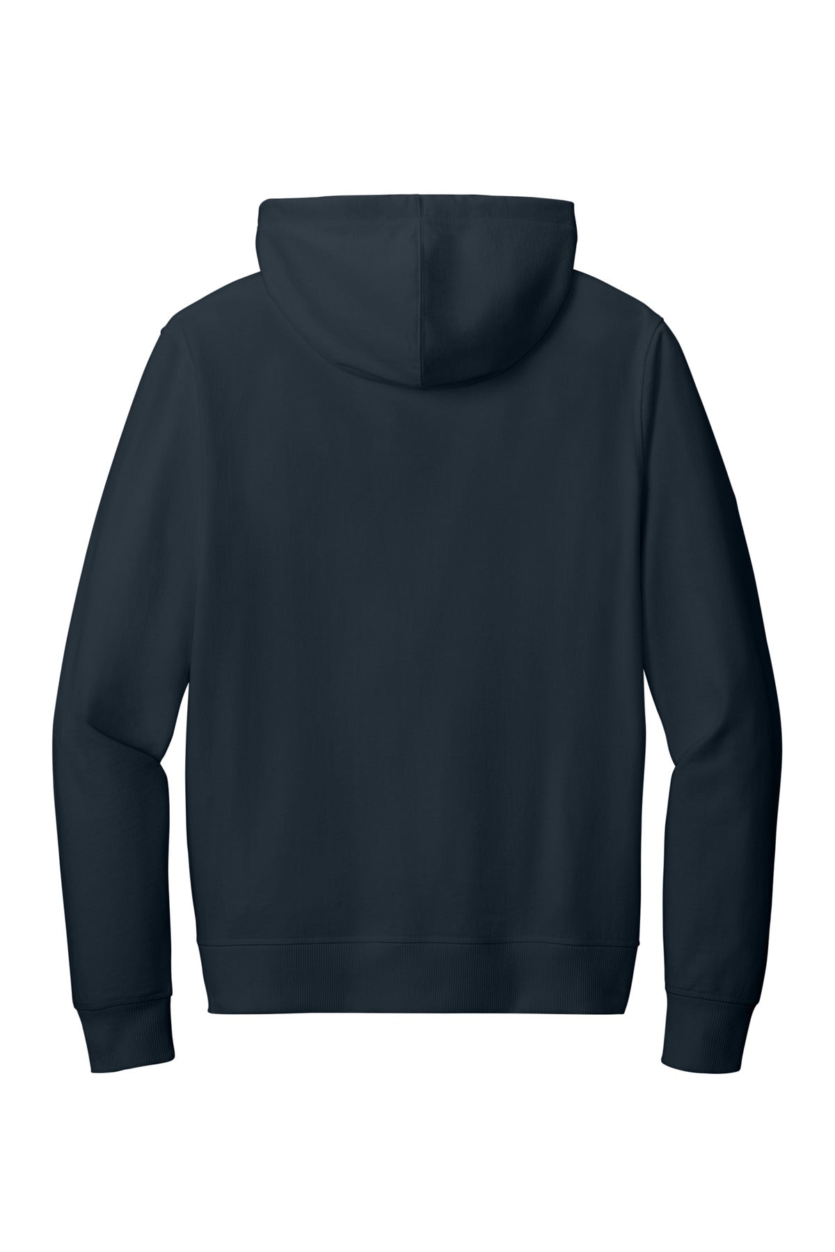 Rear View of True Navy District Re-Fleece Full-Zip Hoodie DT8102