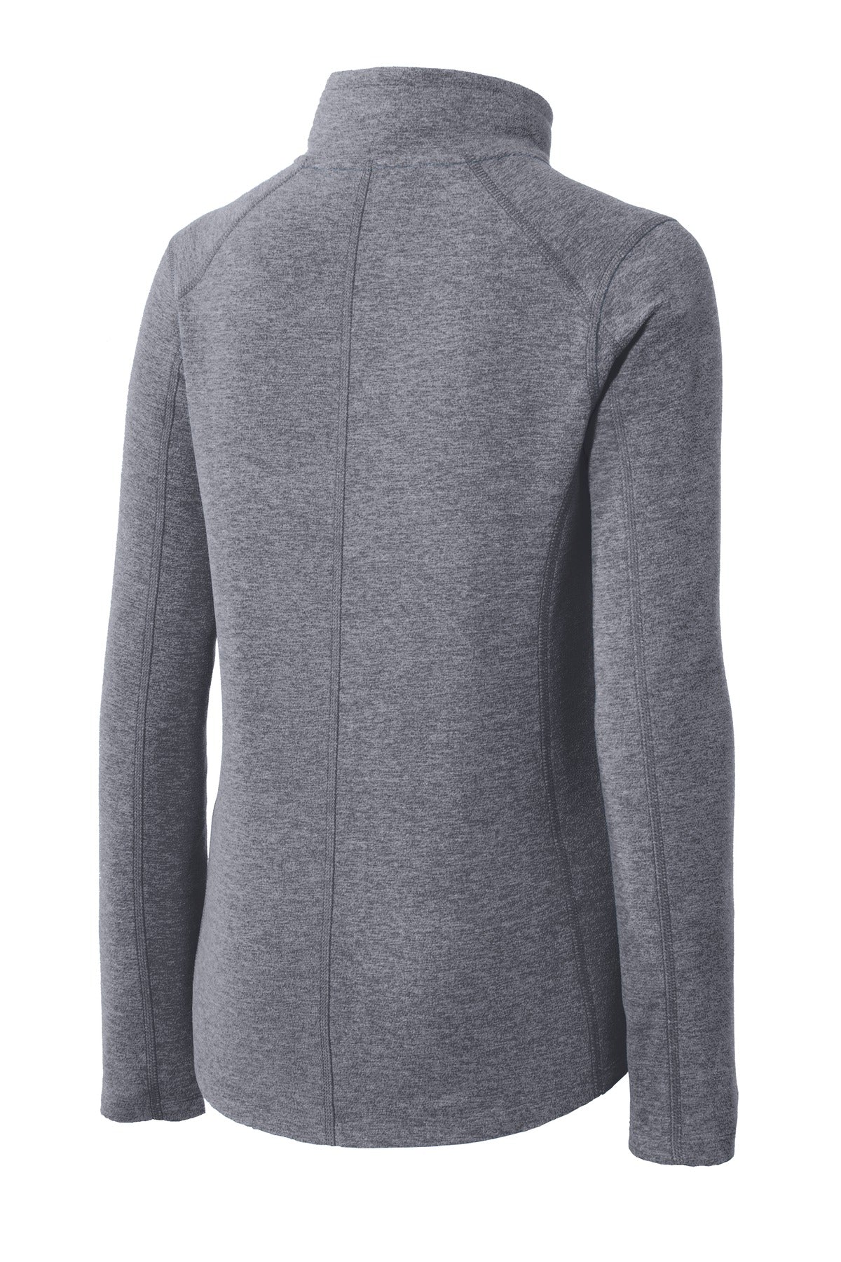 Rear View of True Navy Hthr Port Authority Women's Heather Microfleece Full-Zip Jacket. L235