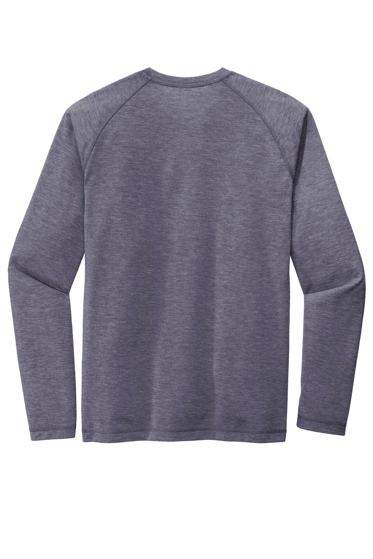 Rear View of True Navy Hthr Sport-Tek PosiCharge Long Sleeve Tri-Blend Wicking Raglan Tee ST400LS