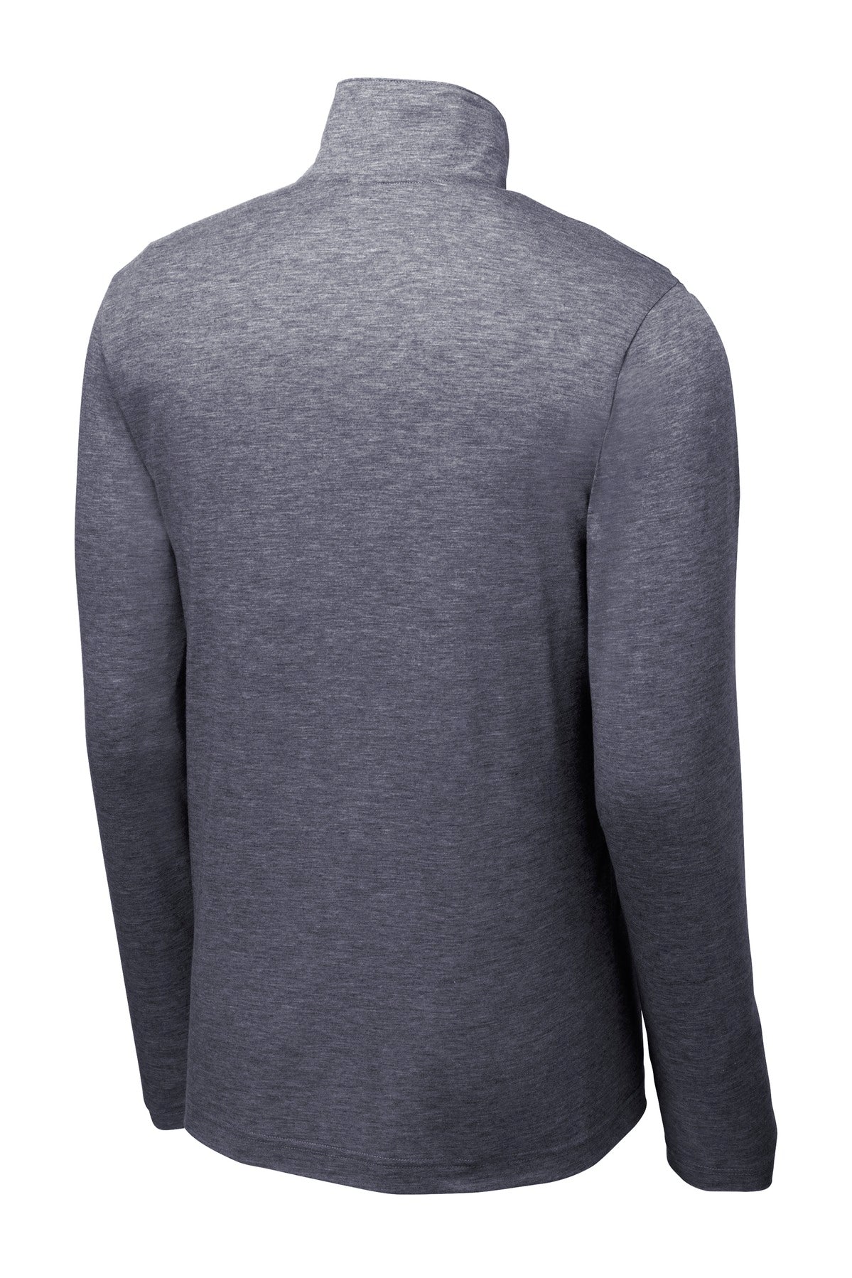 Rear View of True Navy Hthr Sport-Tek PosiCharge Tri-Blend Wicking 1/4-Zip Pullover. ST407