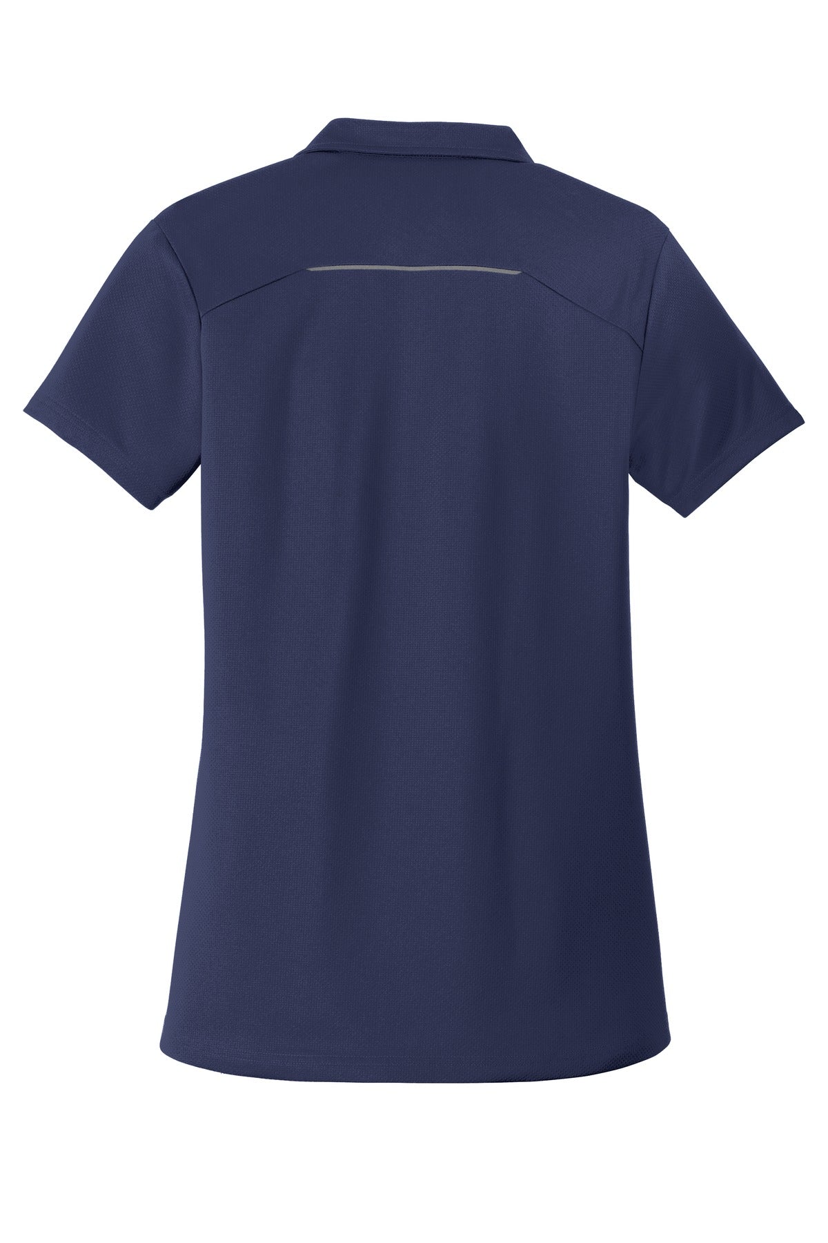 Rear View of True Navy Port Authority Women's Pinpoint Mesh Zip Polo. L580