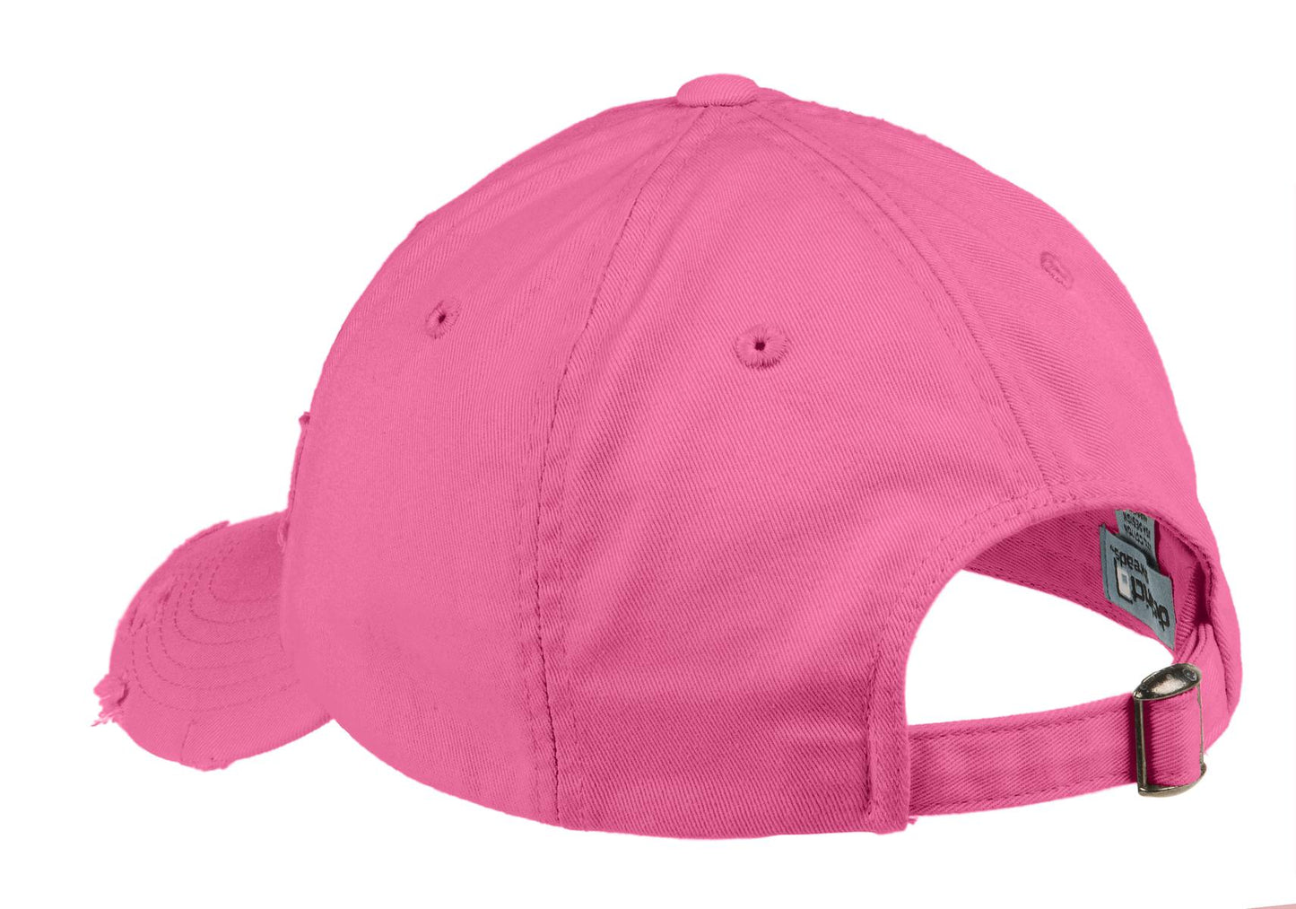 Rear View of True Pink District Distressed Cap. DT600