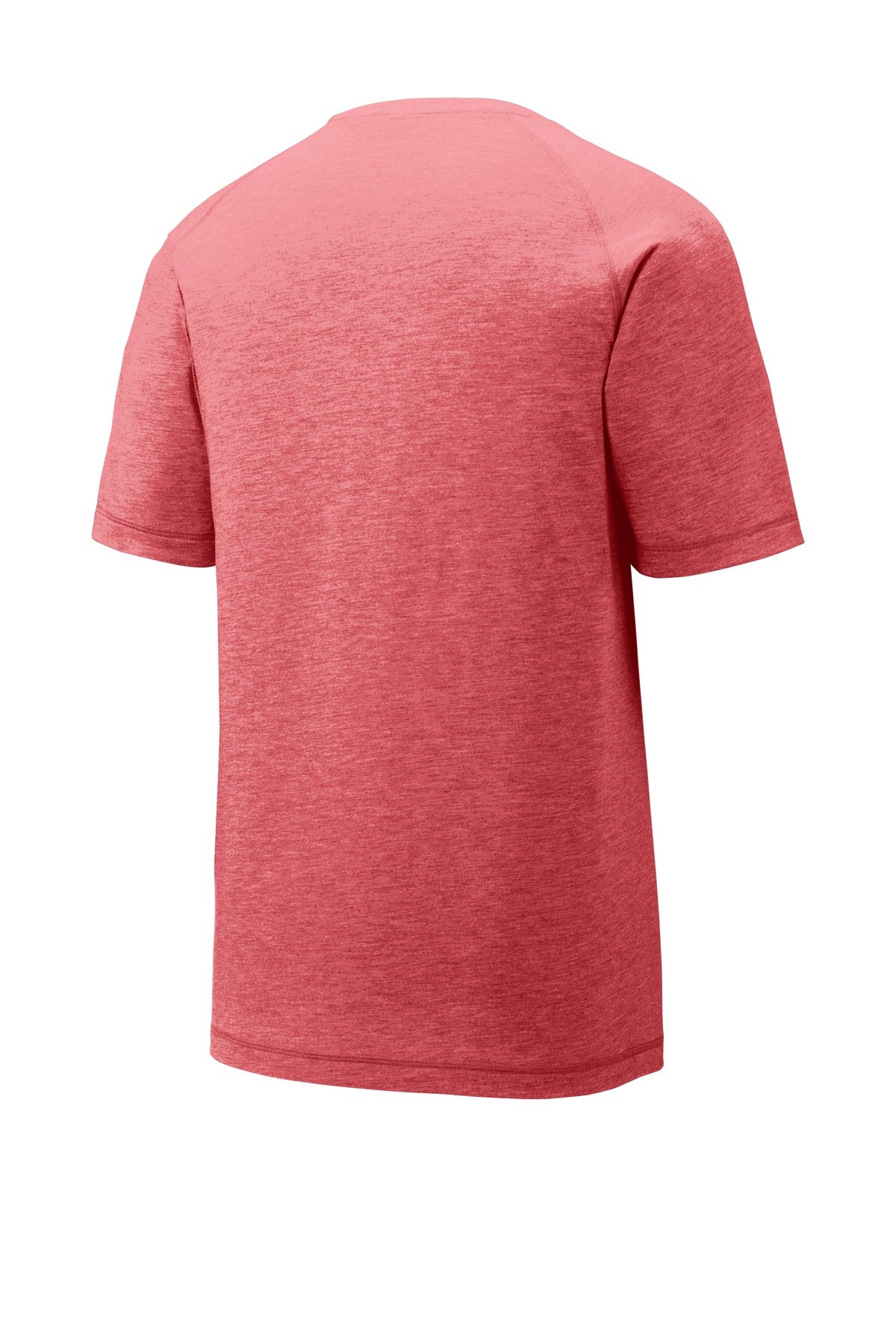 Rear View of True Red Hthr Sport-Tek PosiCharge Tri-Blend Wicking Raglan Tee. ST400