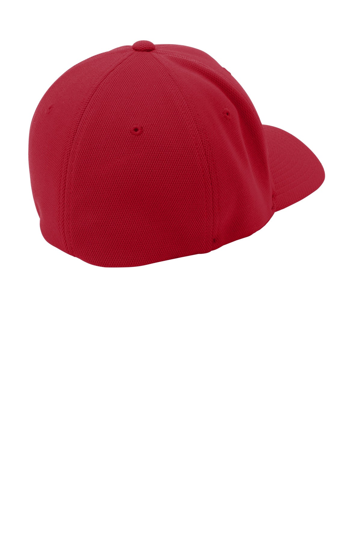Rear View of True Red Sport-Tek Flexfit Cool & Dry Poly Block Mesh Cap. STC22
