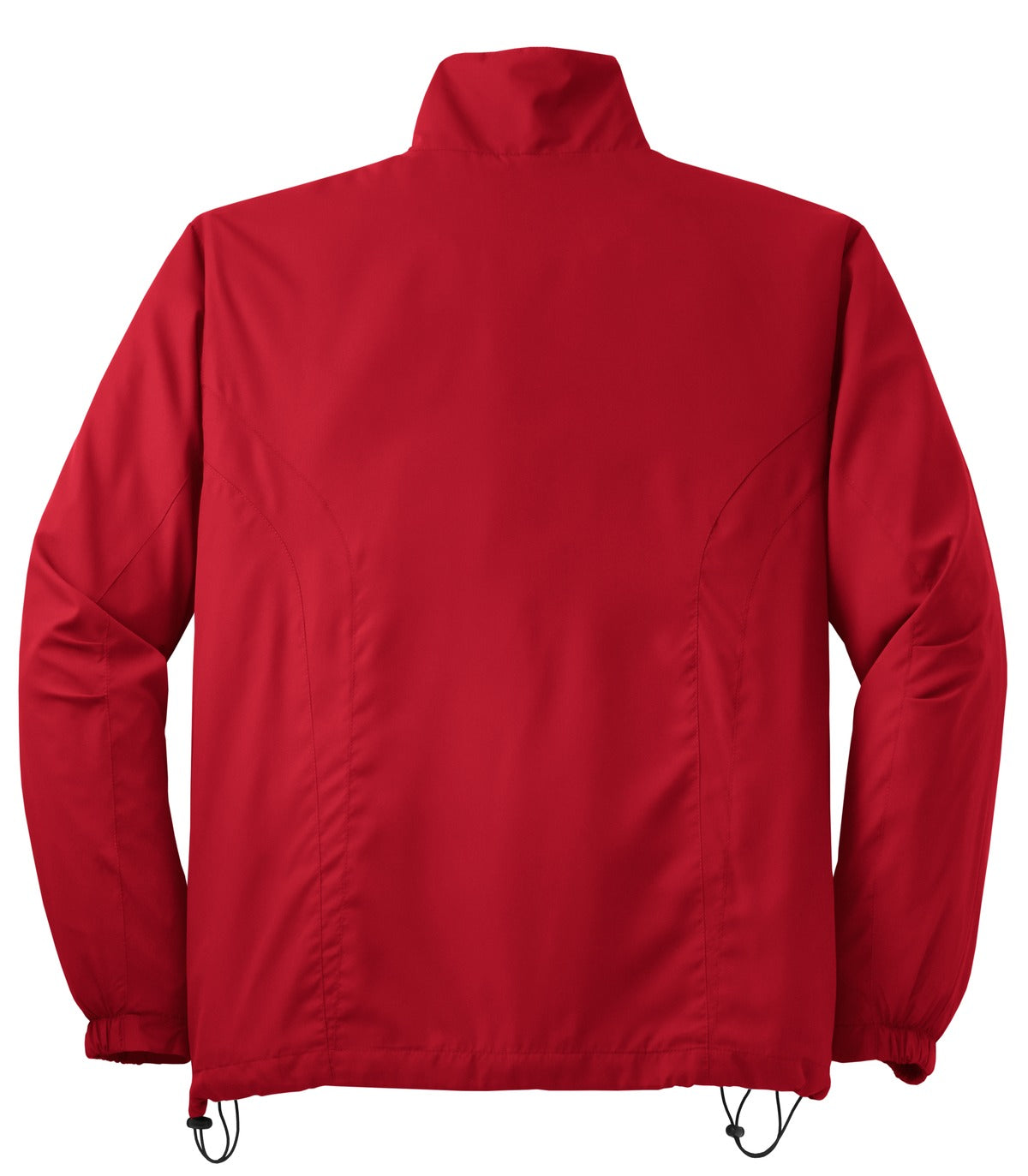 Rear View of True Red Sport-Tek Full-Zip Wind Jacket. JST70