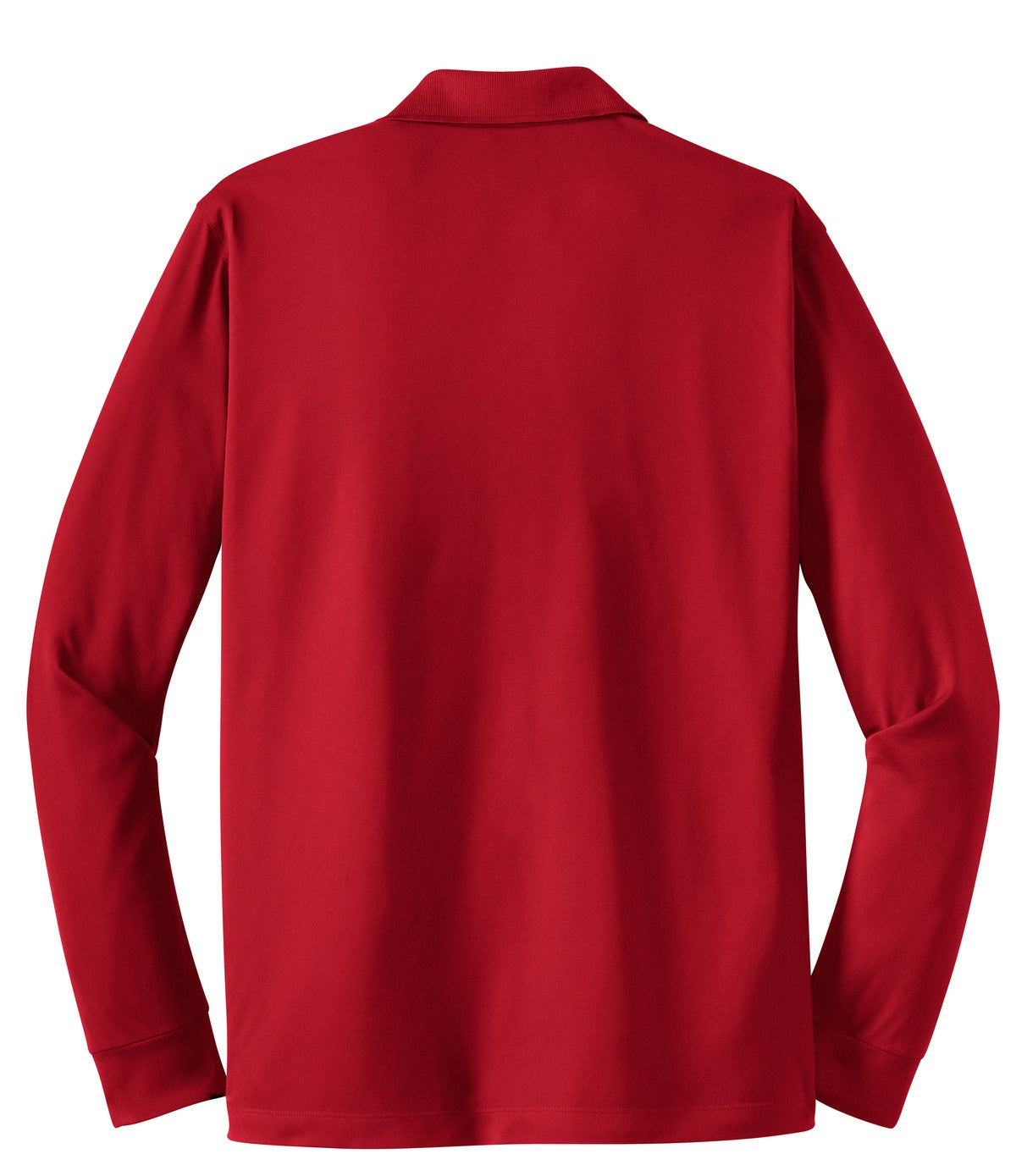 Rear View of True Red Sport-Tek Long Sleeve Micropique Sport-Wick Polo. ST657