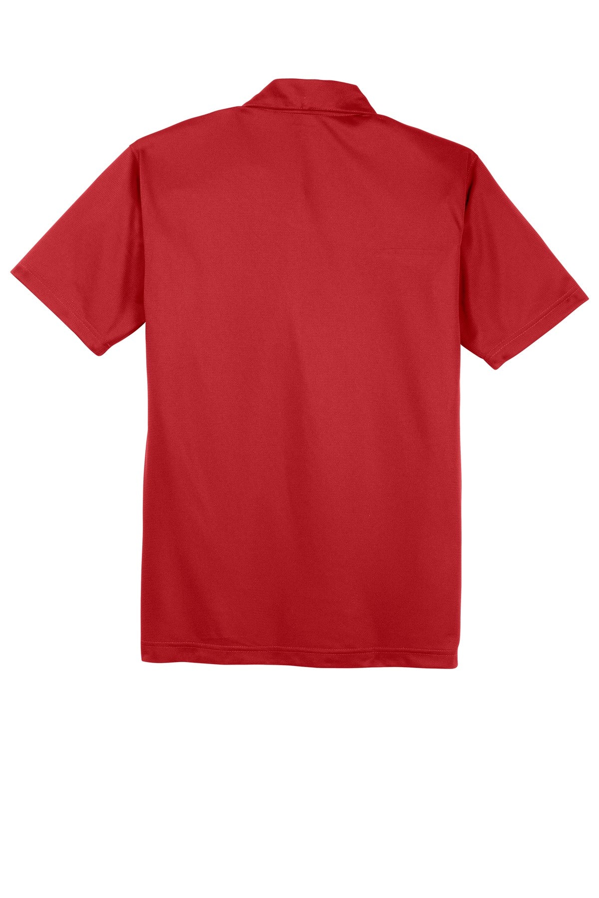 Rear View of True Red Sport-Tek PosiCharge Active Textured Polo. ST690