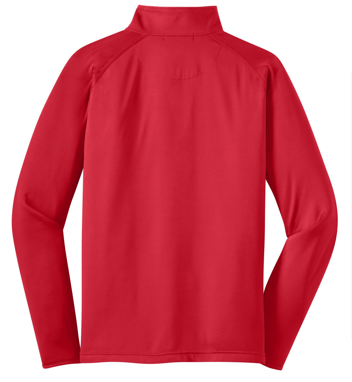 Rear View of True Red Sport-Tek Tall Sport-Wick Stretch 1/4-Zip Pullover. TST850