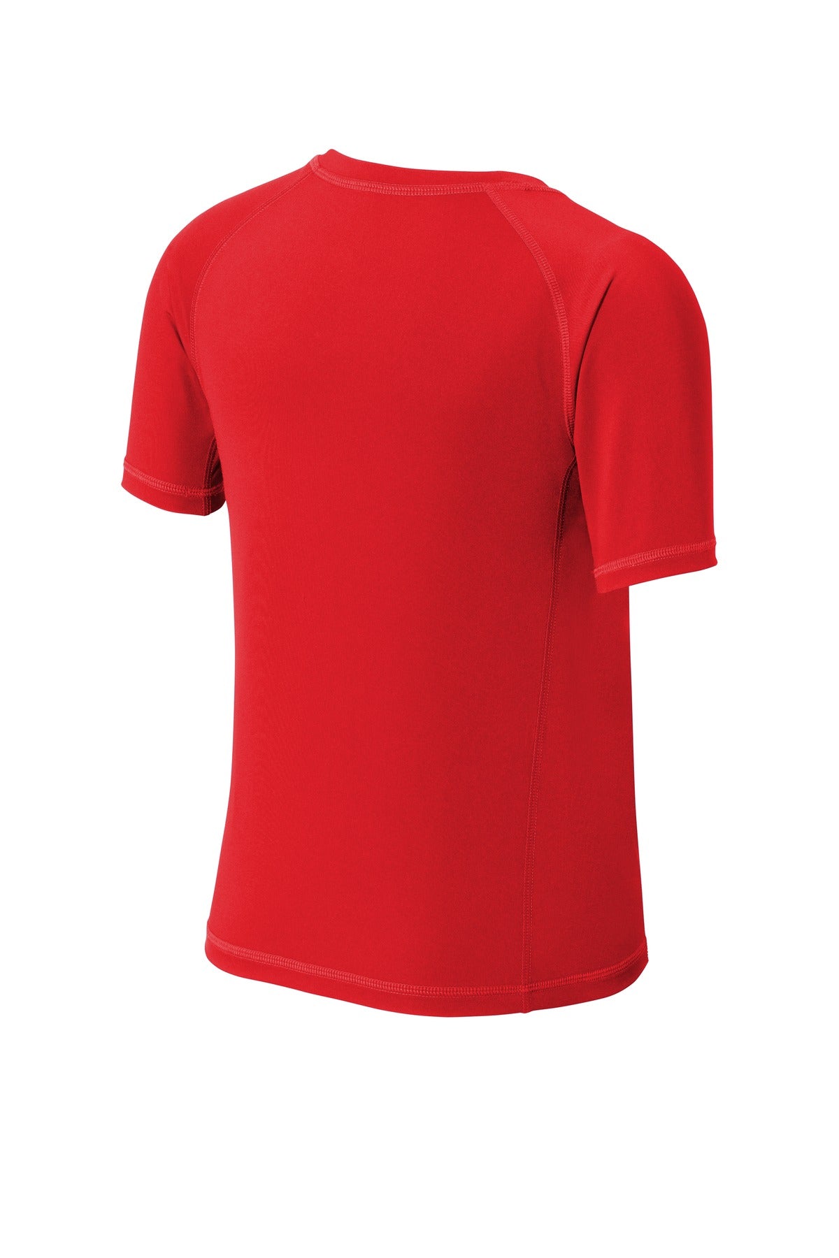 Rear View of True Red Sport-Tek Youth Rashguard Tee. YST470