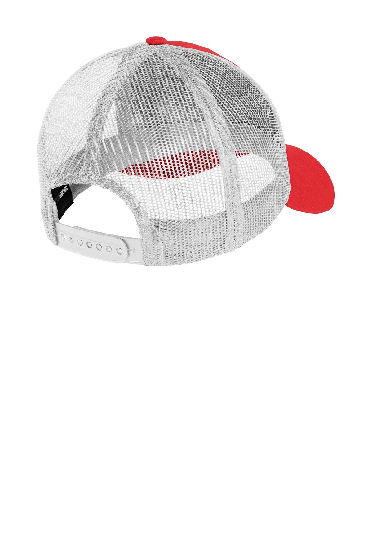 Rear View of True Red/White Sport-Tek PosiCharge Competitor Mesh Back Cap. STC36
