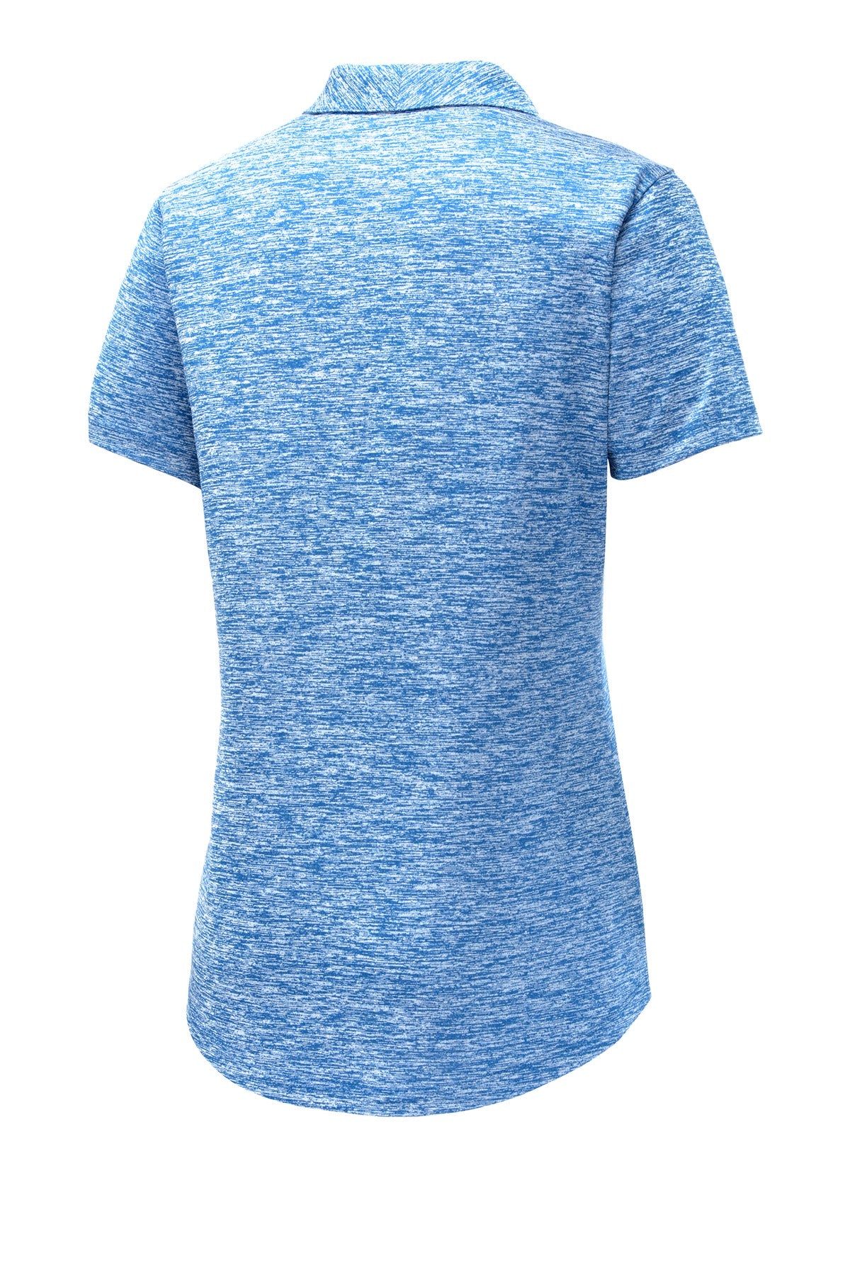 Rear View of True Royal Ele Sport-Tek Women's PosiCharge Electric Heather Polo. LST590