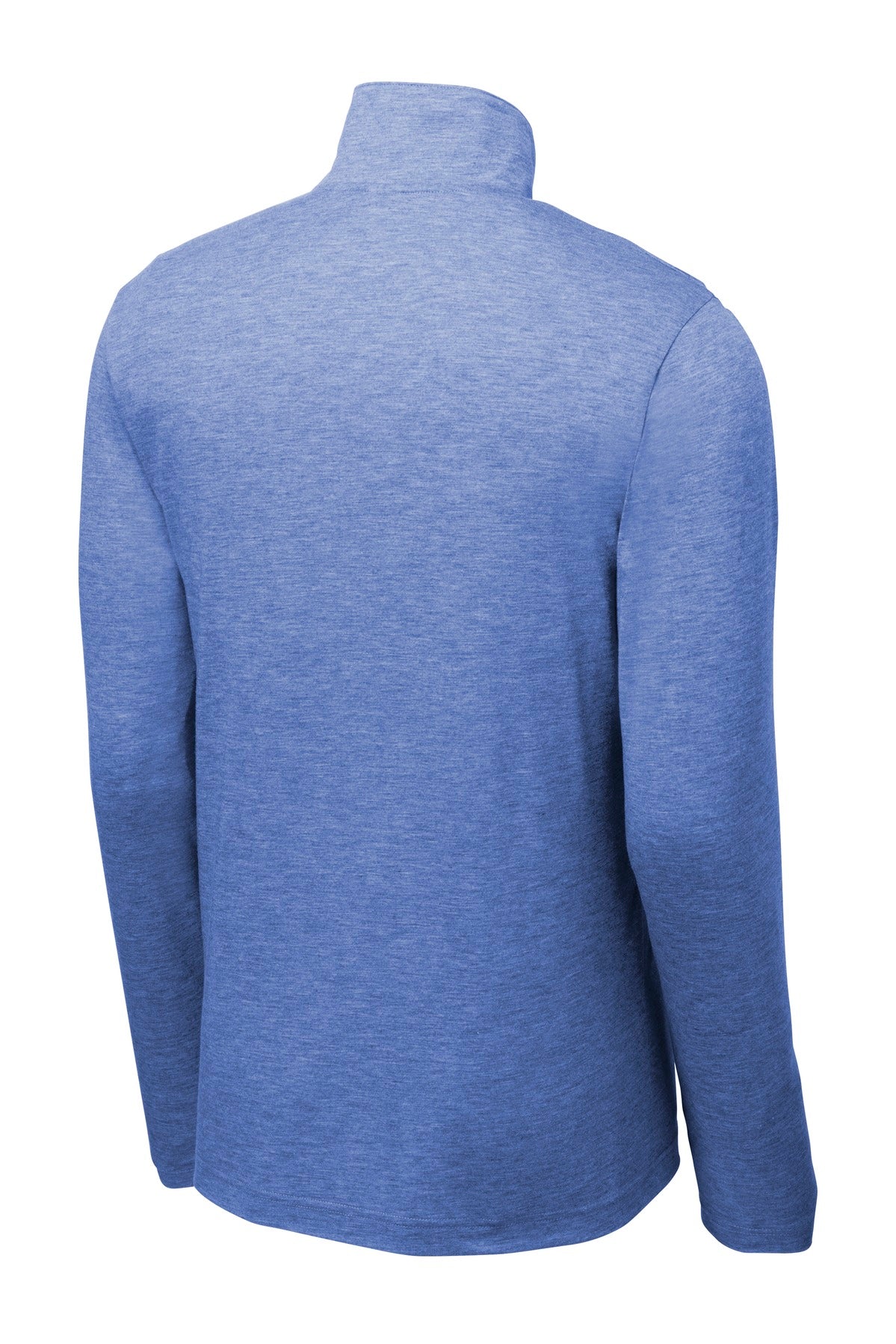 Rear View of True Royal Hth Sport-Tek PosiCharge Tri-Blend Wicking 1/4-Zip Pullover. ST407