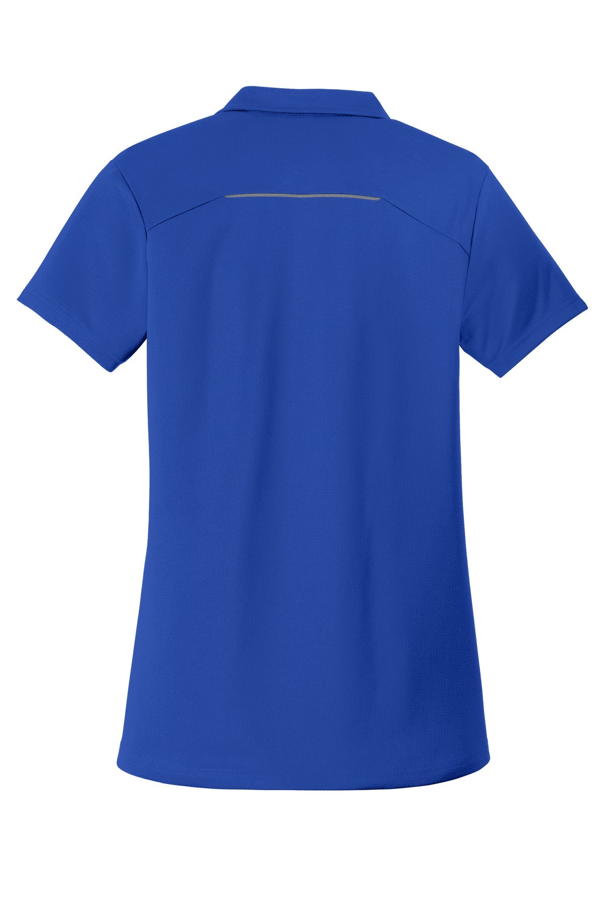 Rear View of True Royal Port Authority Women's Pinpoint Mesh Zip Polo. L580