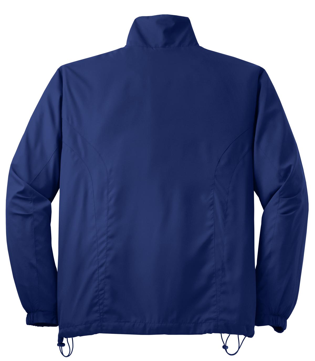 Rear View of True Royal Sport-Tek Full-Zip Wind Jacket. JST70