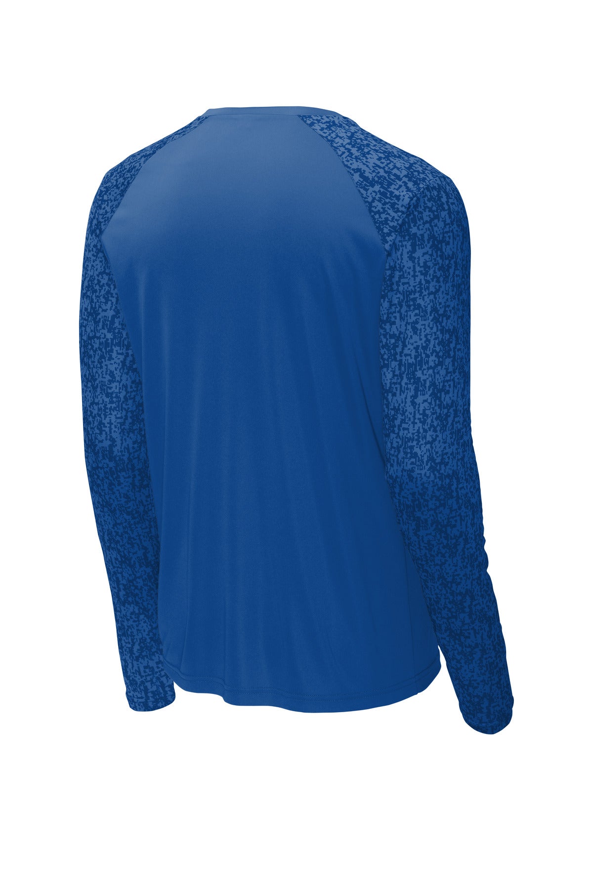 Rear View of True Royal Sport-Tek Long Sleeve Digi Camo Tee. ST460LS