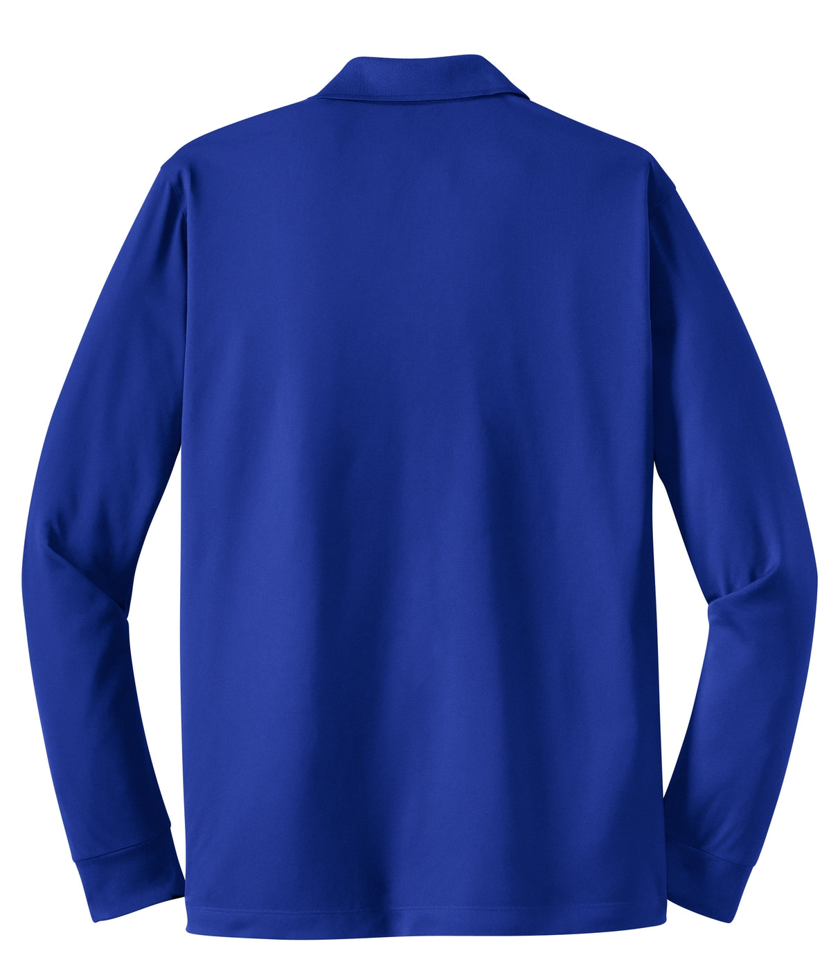 Rear View of True Royal Sport-Tek Long Sleeve Micropique Sport-Wick Polo. ST657