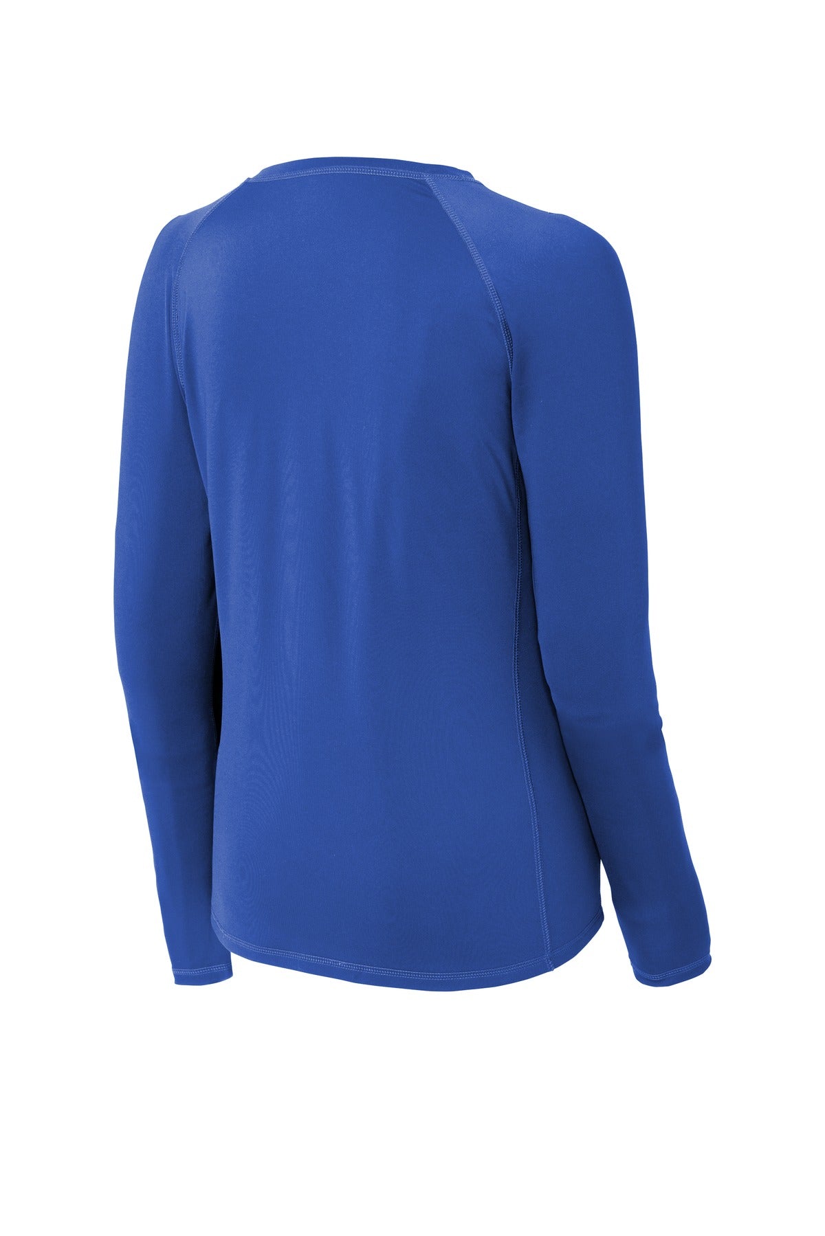 Rear View of True Royal Sport-Tek Women's Long Sleeve Rashguard Tee. LST470LS