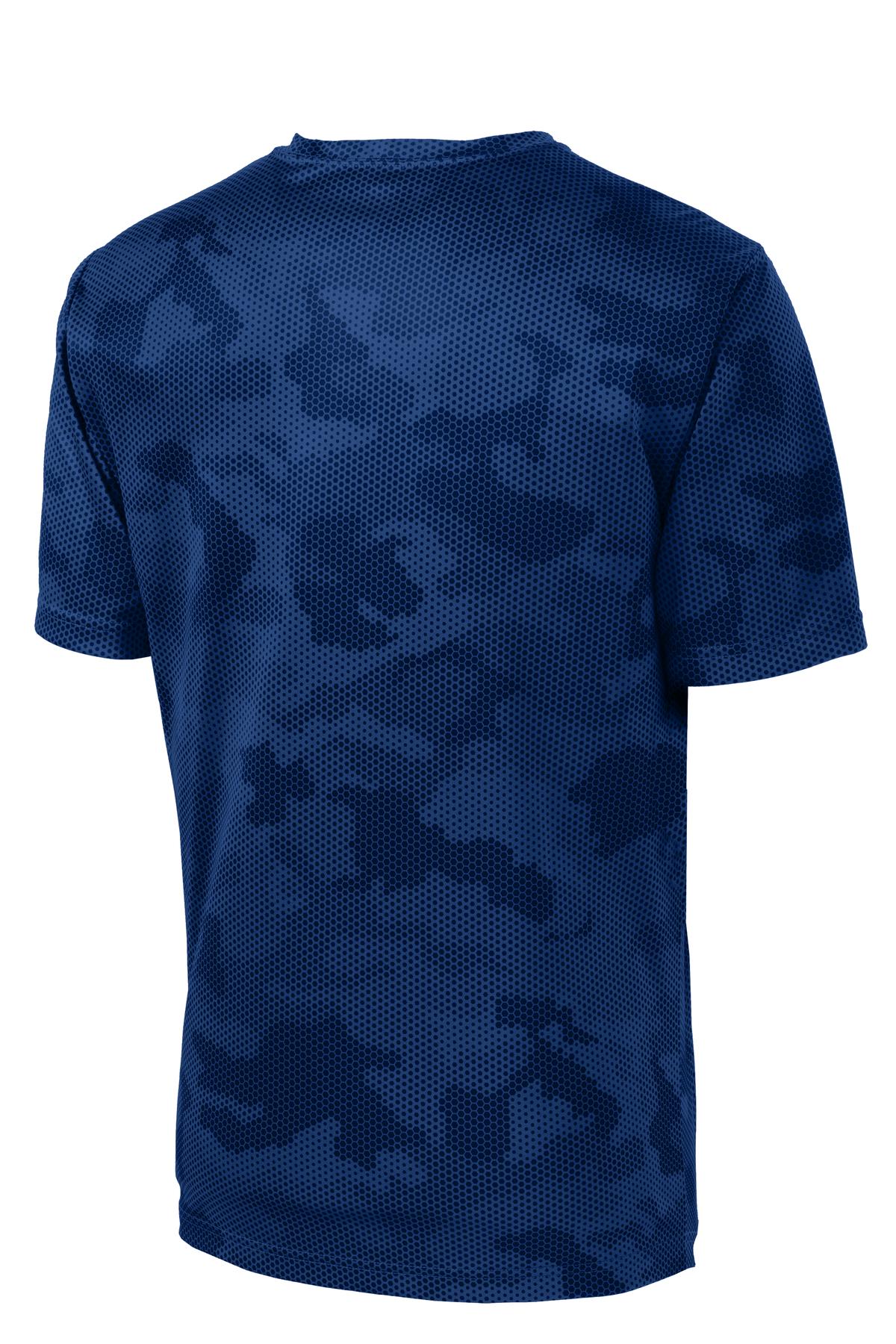 Rear View of True Royal Sport-Tek Youth CamoHex Tee. YST370