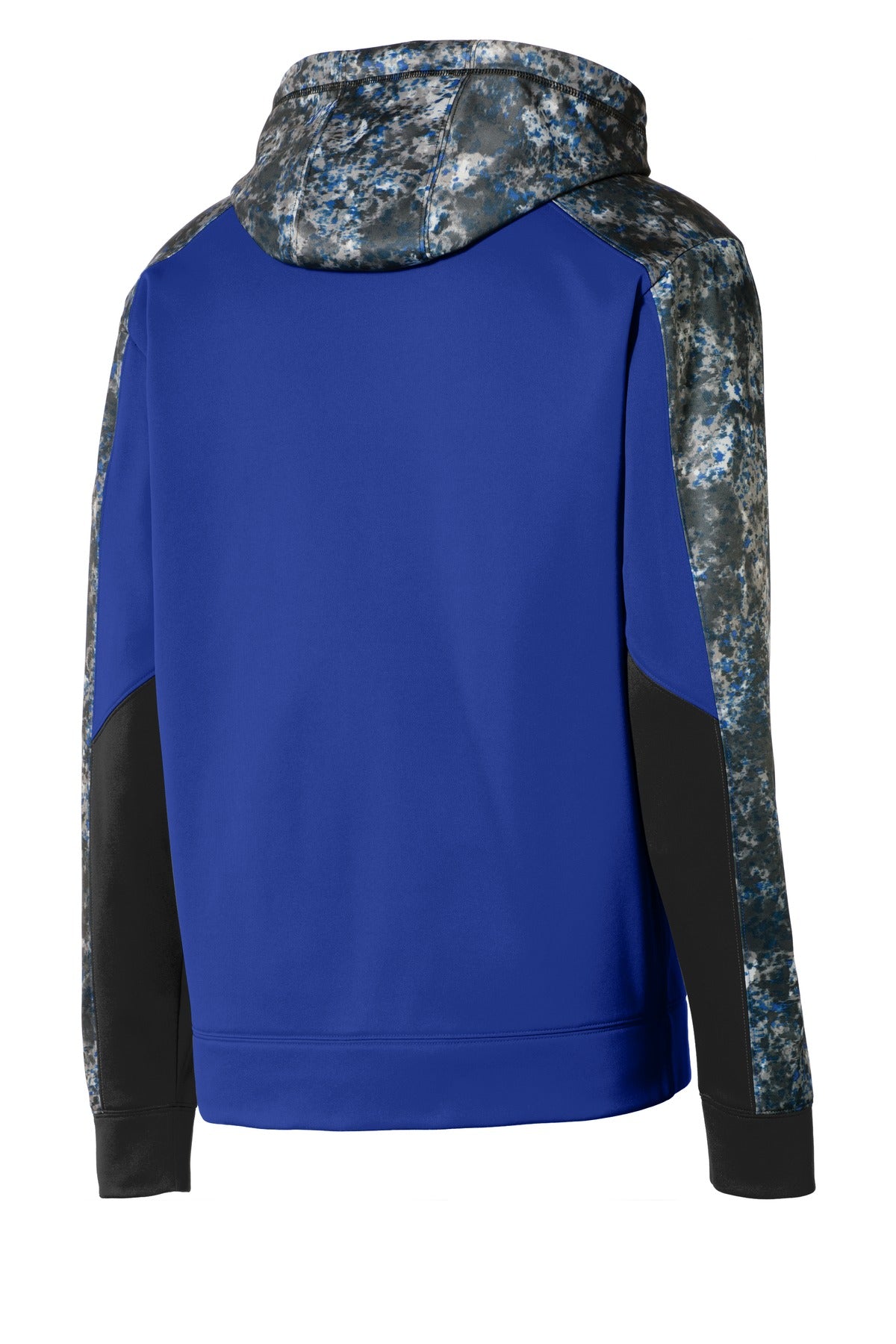 Rear View of True Roy/Tr Ry Sport-Tek Youth Sport-Wick Mineral Freeze Fleece Colorblock Hooded Pullover. YST231