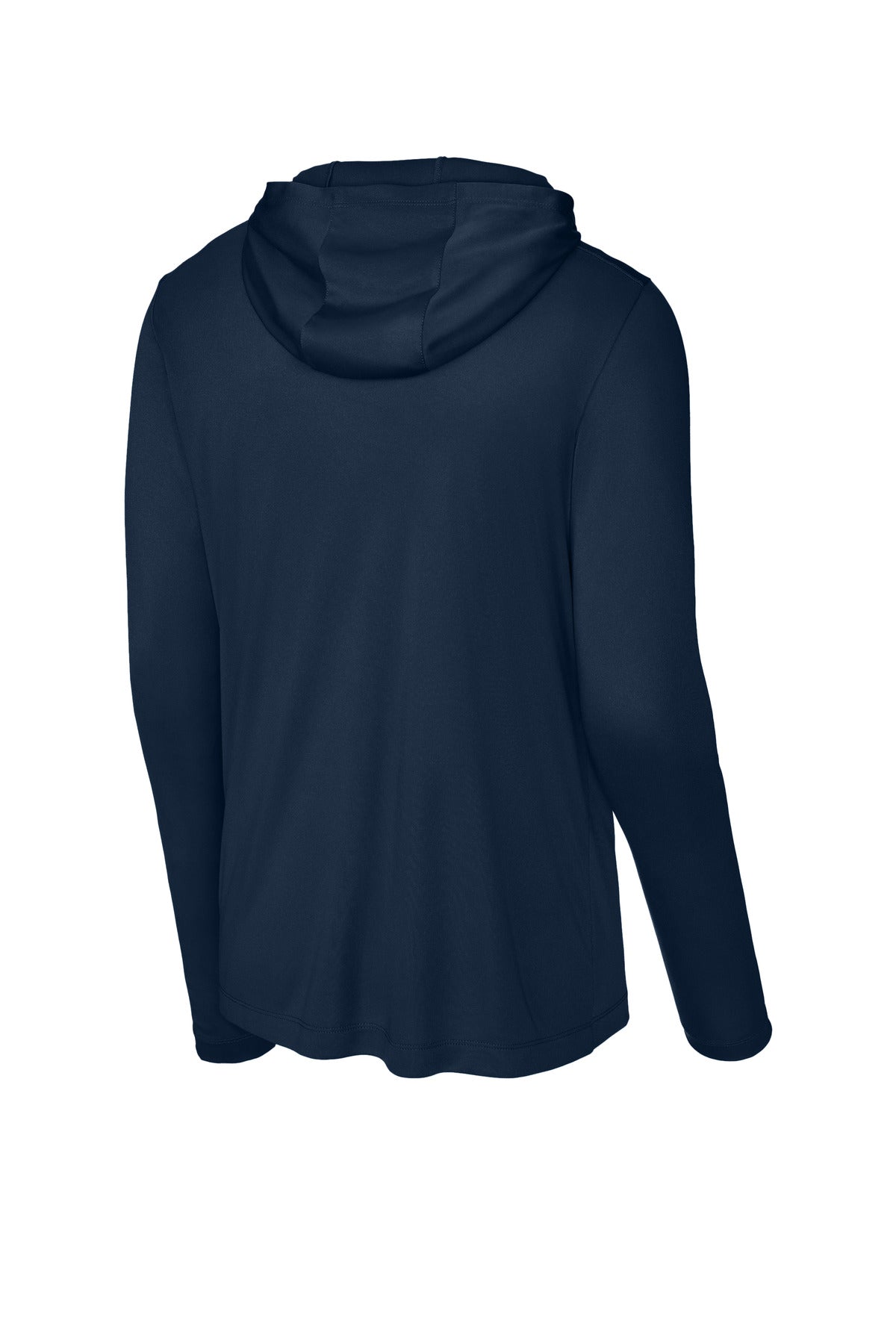 Rear View of TrueNavy Sport-Tek Posi-UV Pro Long Sleeve Hoodie ST420LSH