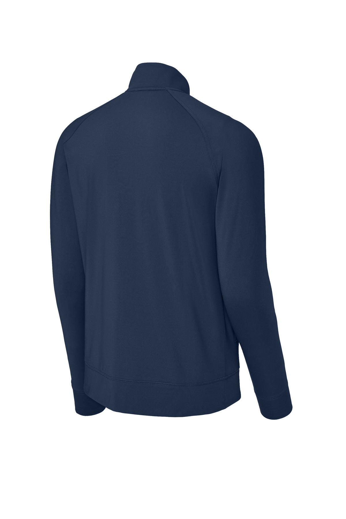 Rear View of TrueNavy Sport-Tek Sport-Wick Stretch Full-Zip Cadet Jacket ST857