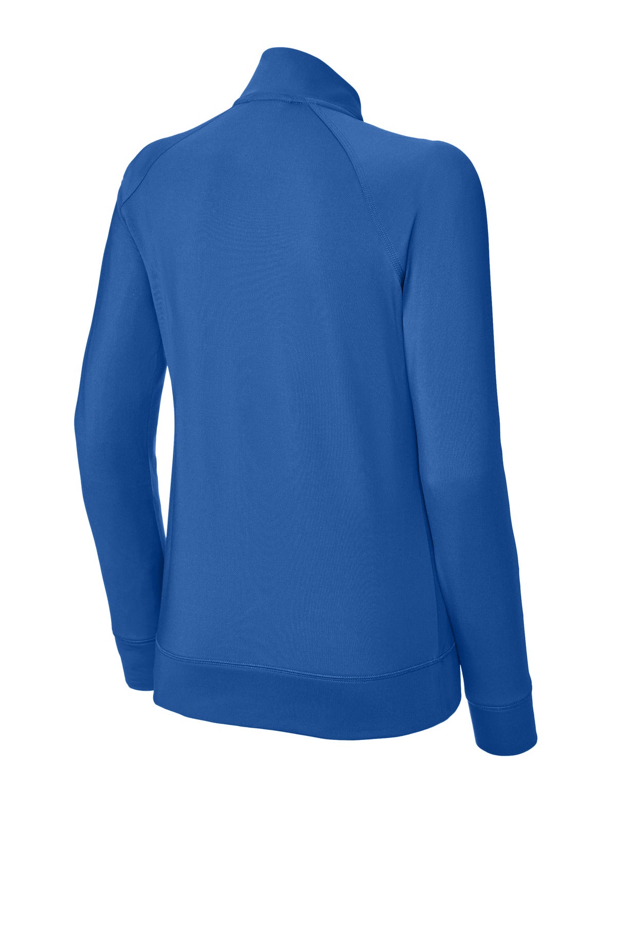 Rear View of TrueRoyal Sport-Tek Women's Sport-Wick Stretch Full-Zip Cadet Jacket LST857