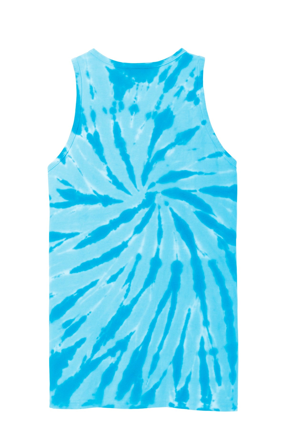 Rear View of Turquoise Port & Company Tie-Dye Tank Top. PC147TT