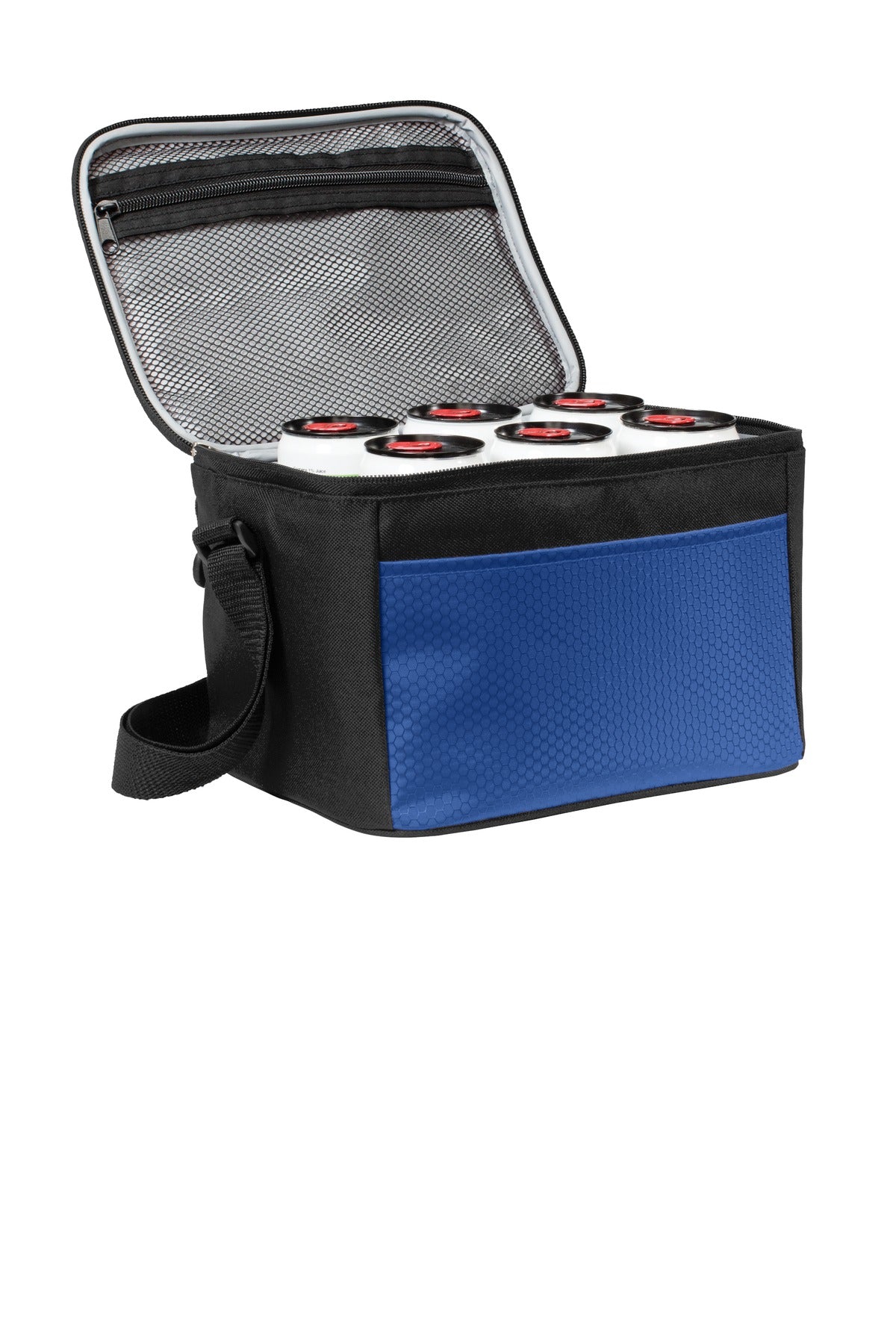 Rear View of Twilight Bl/Bk Port Authority 6-Can Cube Cooler. BG512