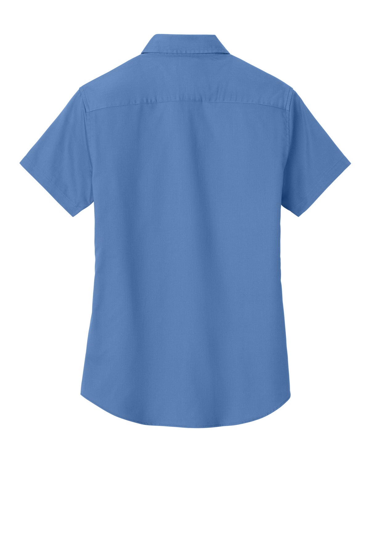 Rear View of Ultramarne Blu Port Authority Women's Short Sleeve Easy Care Shirt. L508