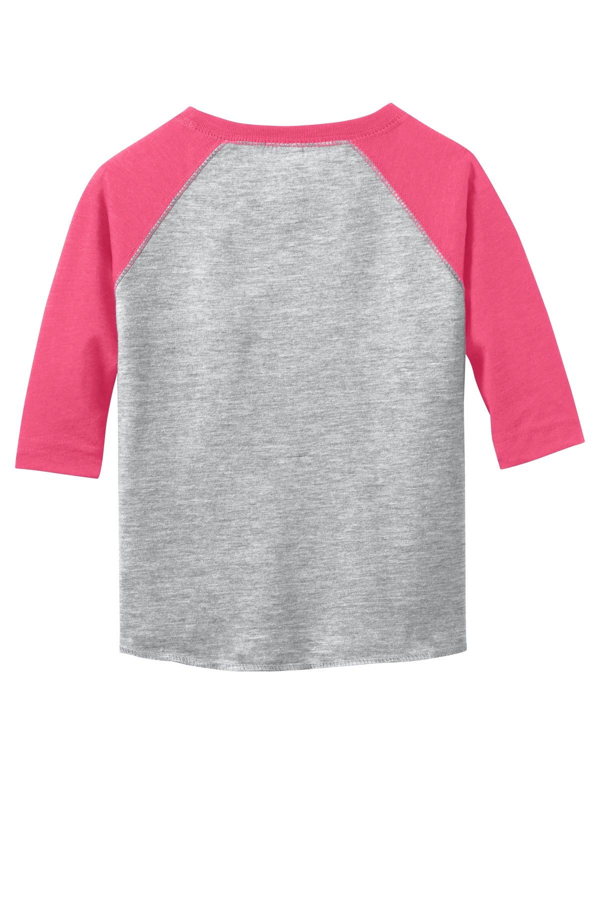 Rear View of VH/Vnt Hot Pnk DISCONTINUED Rabbit Skins Toddler Baseball Fine Jersey Tee. RS3330