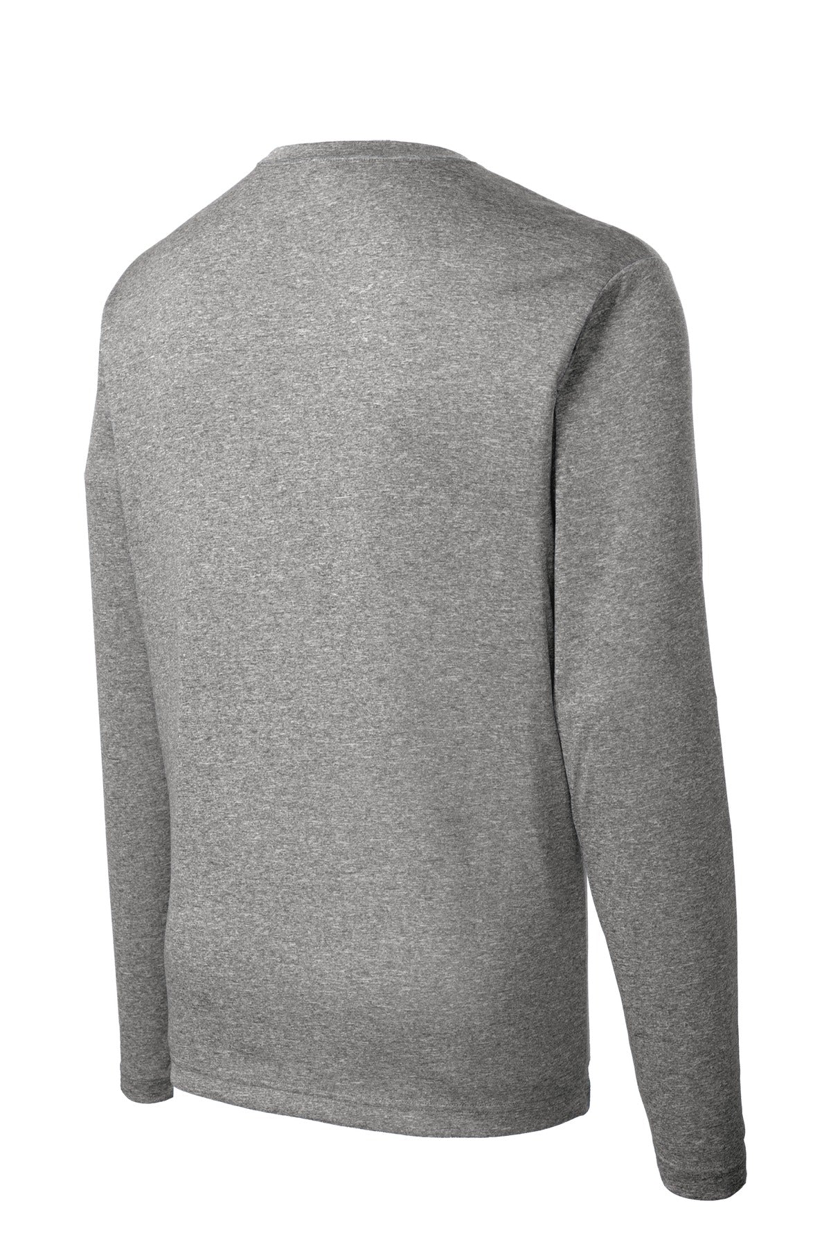 Rear View of Vintage Hthr Sport-Tek Long Sleeve Heather Contender Tee. ST360LS