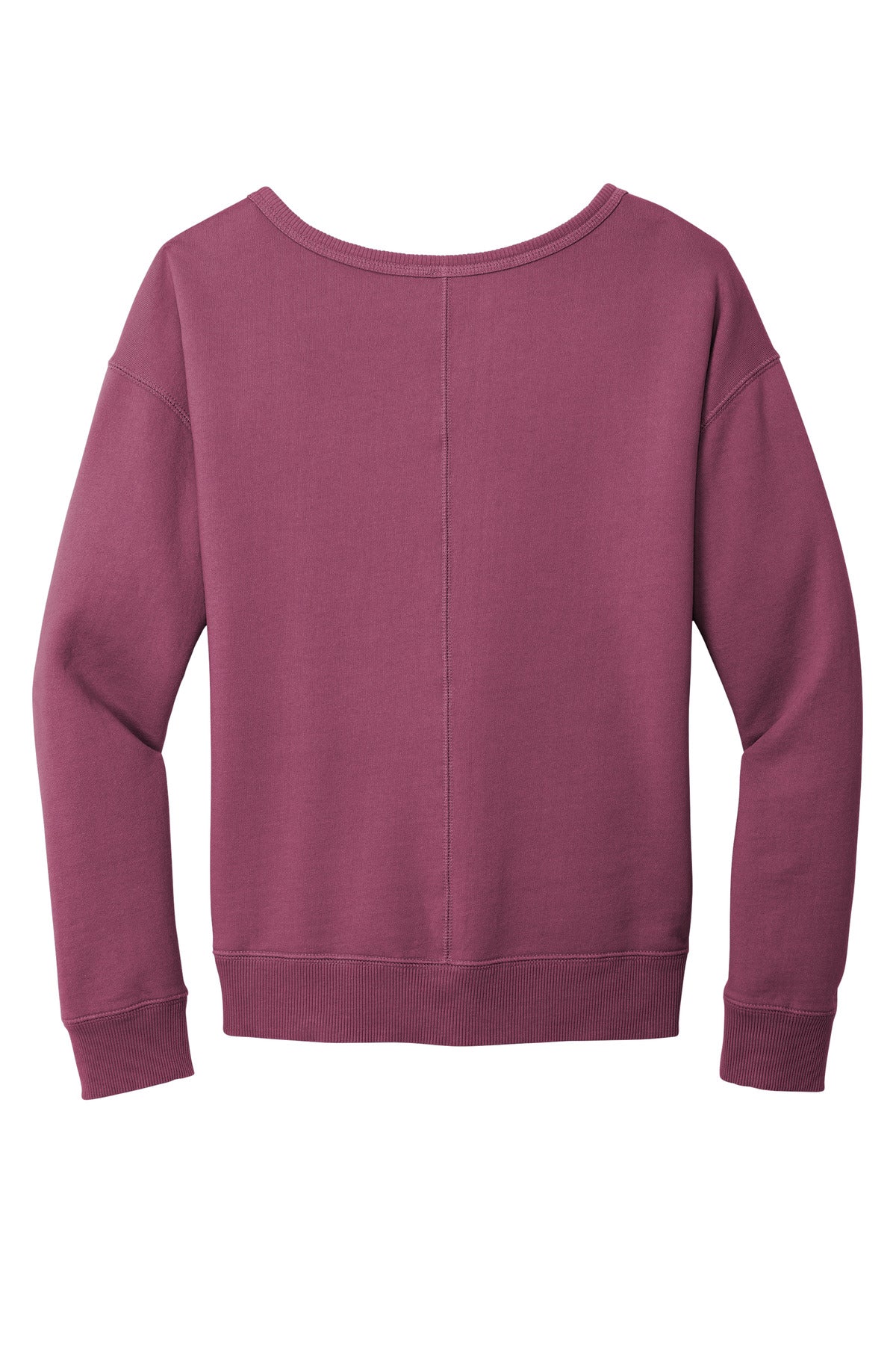 Rear View of VtgRaspbry Port & Company Women's Beach Wash Garment-Dyed V-Neck Sweatshirt LPC098V