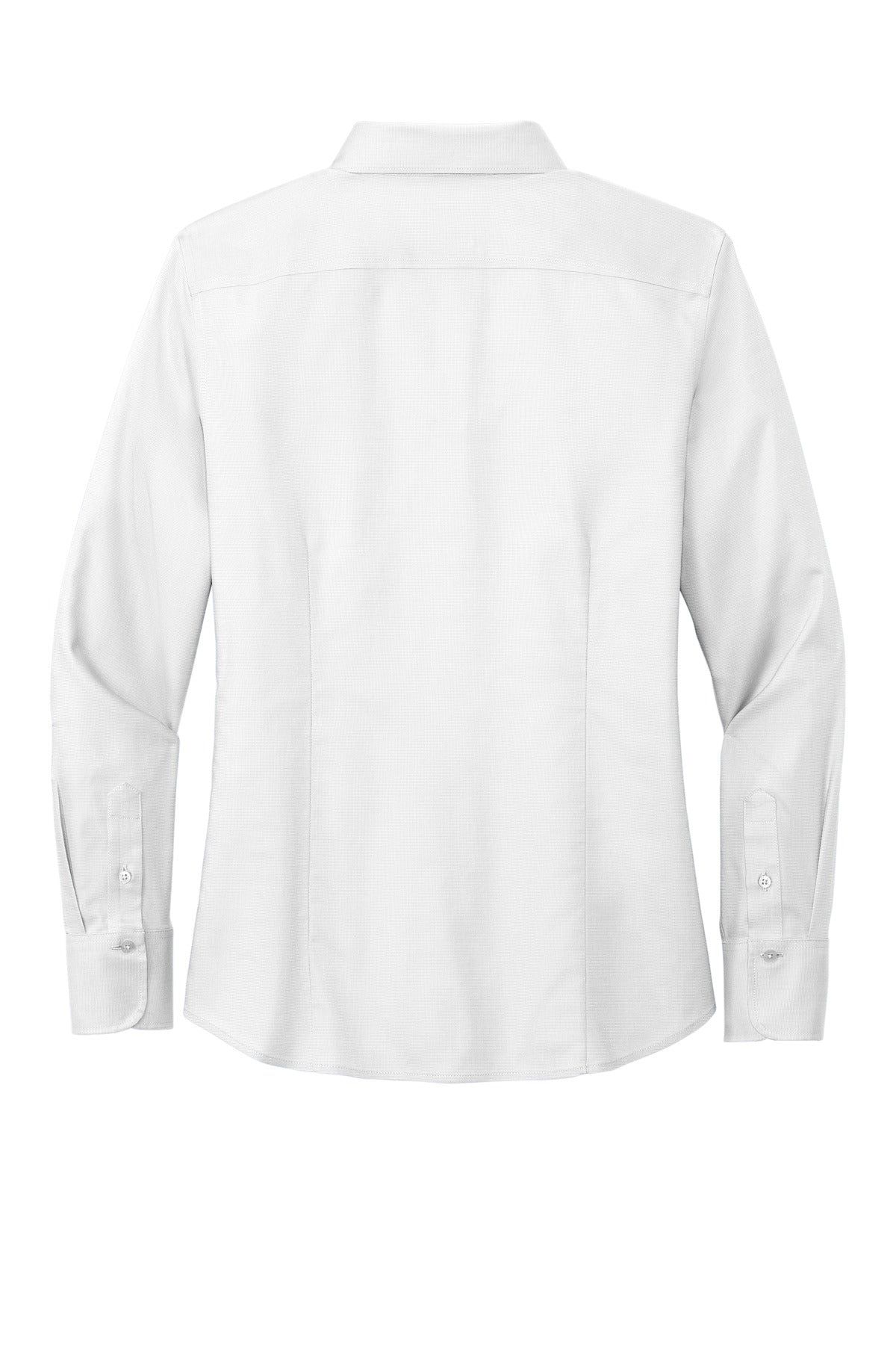 Rear View of White Brooks Brothers Women's Wrinkle-Free Stretch Nailhead Shirt BB18003