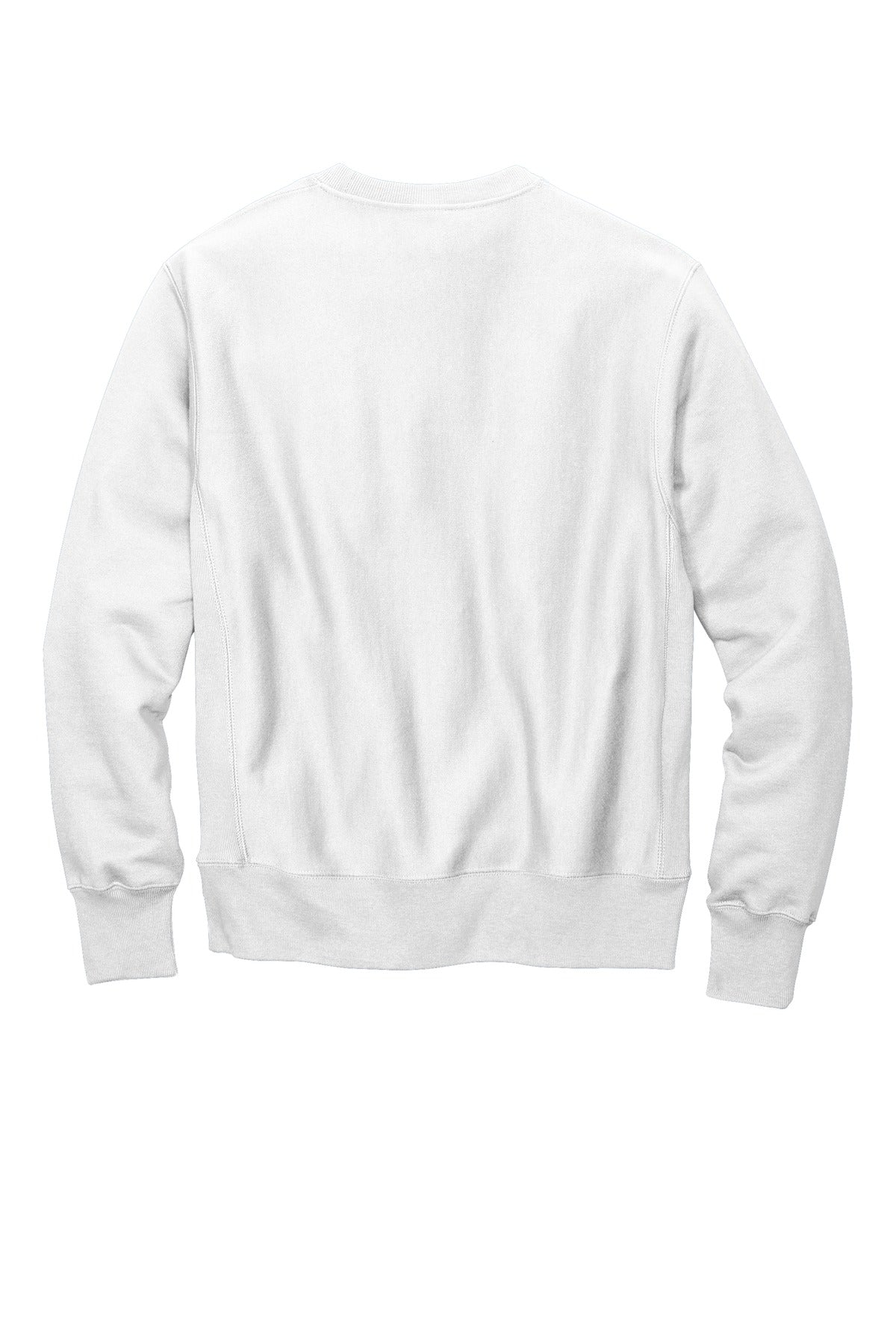 Rear View of White Champion Reverse Weave Crewneck Sweatshirt S149