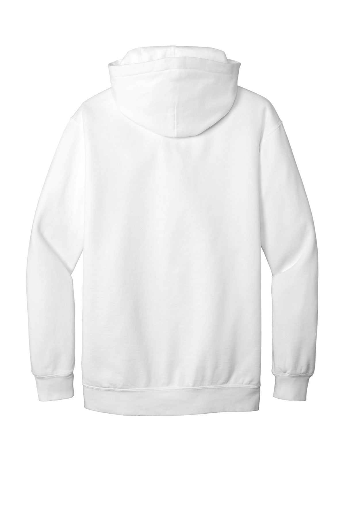 Rear View of White COMFORT COLORS Ring Spun Hooded Sweatshirt. 1567